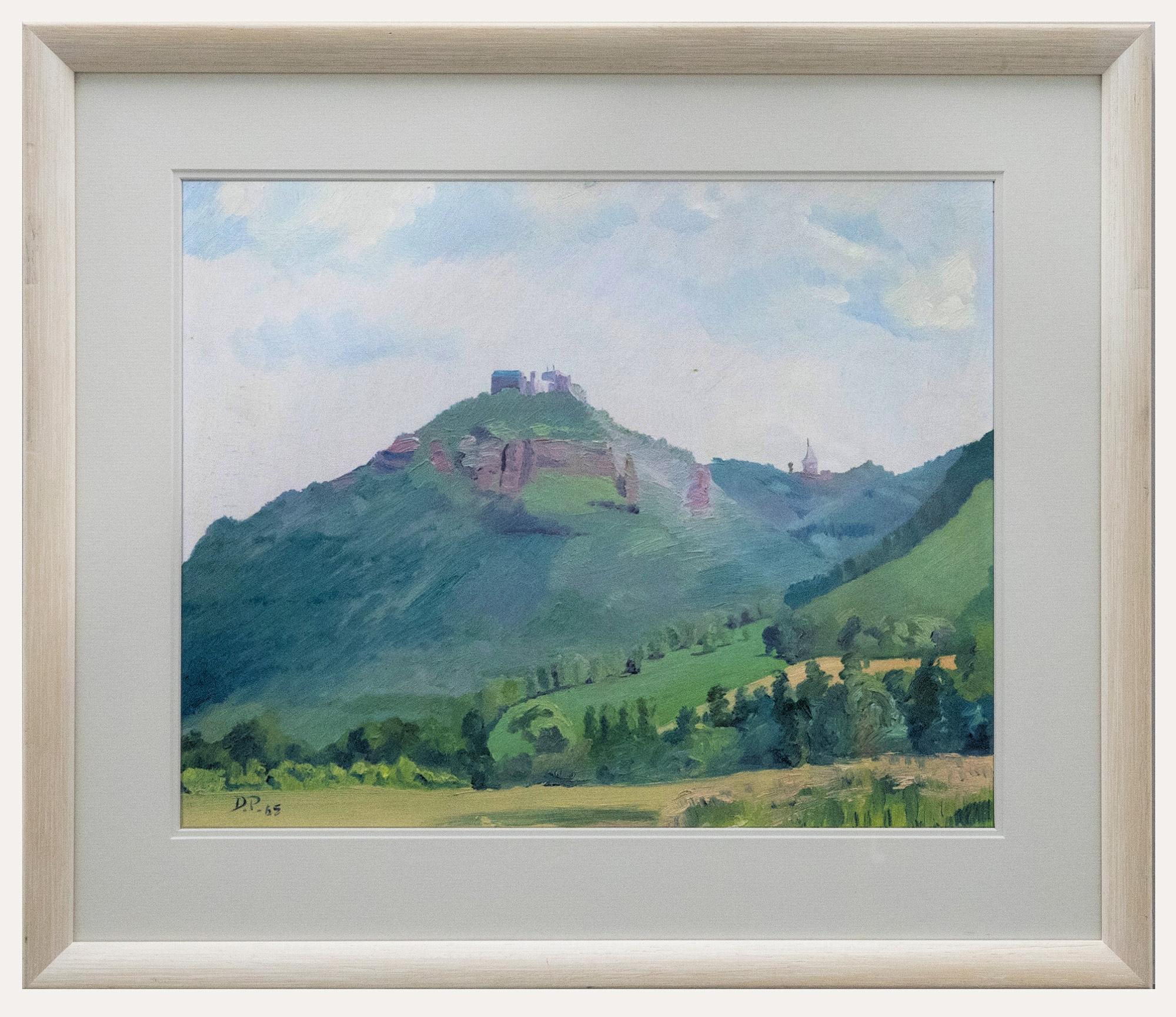 Unknown Landscape Painting - D. Pillar - 1965 Oil, Nideggen Castle