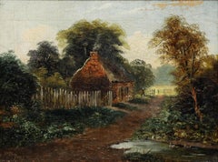 D. Price - Framed 1881 Oil, The Lane to the Cottage
