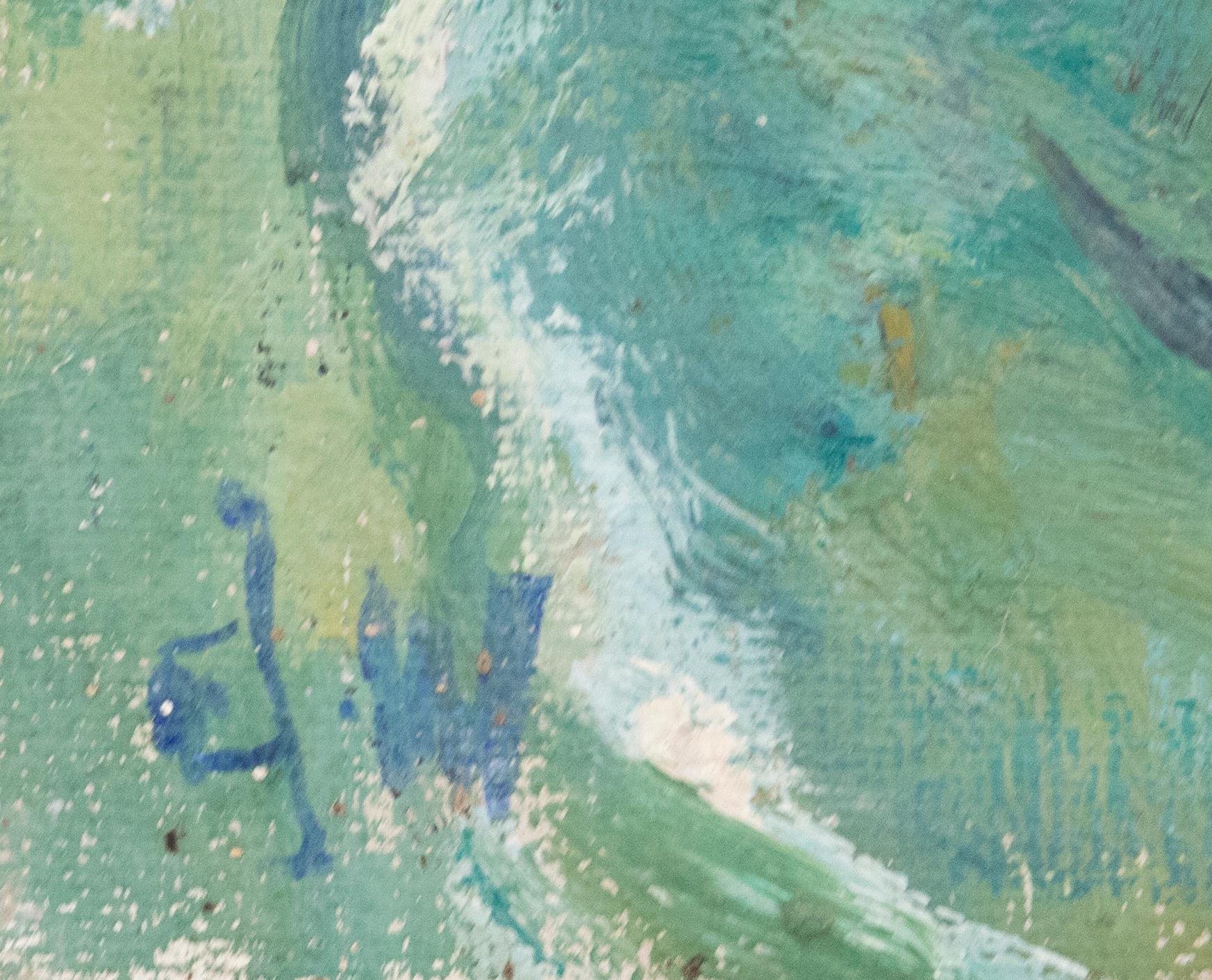 D. W - Modern British School 20th Century Oil, Green Pastures (Pâturages verts) 1