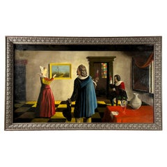 Daily Life Scene in a 17th Century Vermeer Style - Dutch Oil Painting on Canvas 