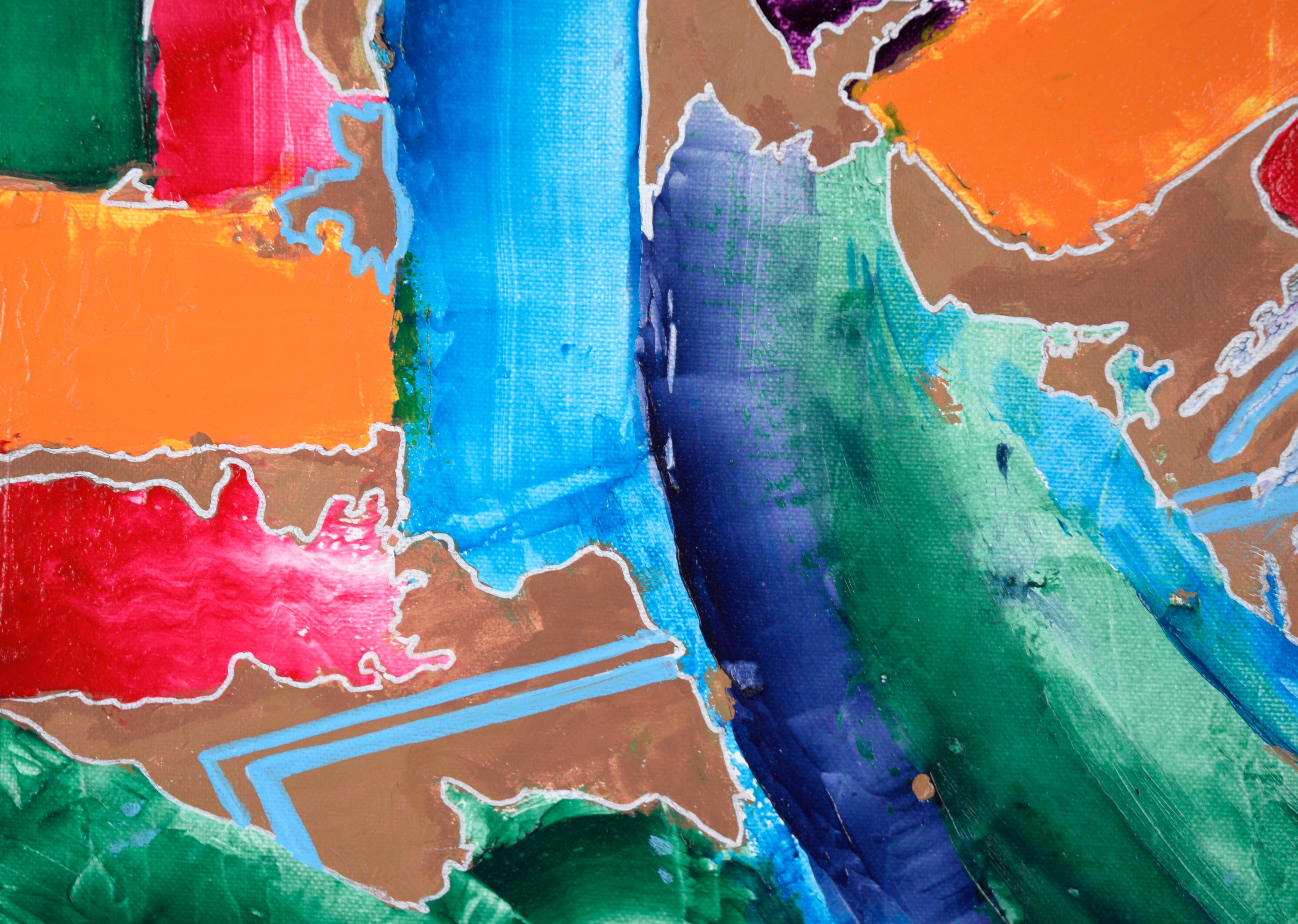 Danza del colore - Composizione astratta in acrilico su tela - Painting di Unknown