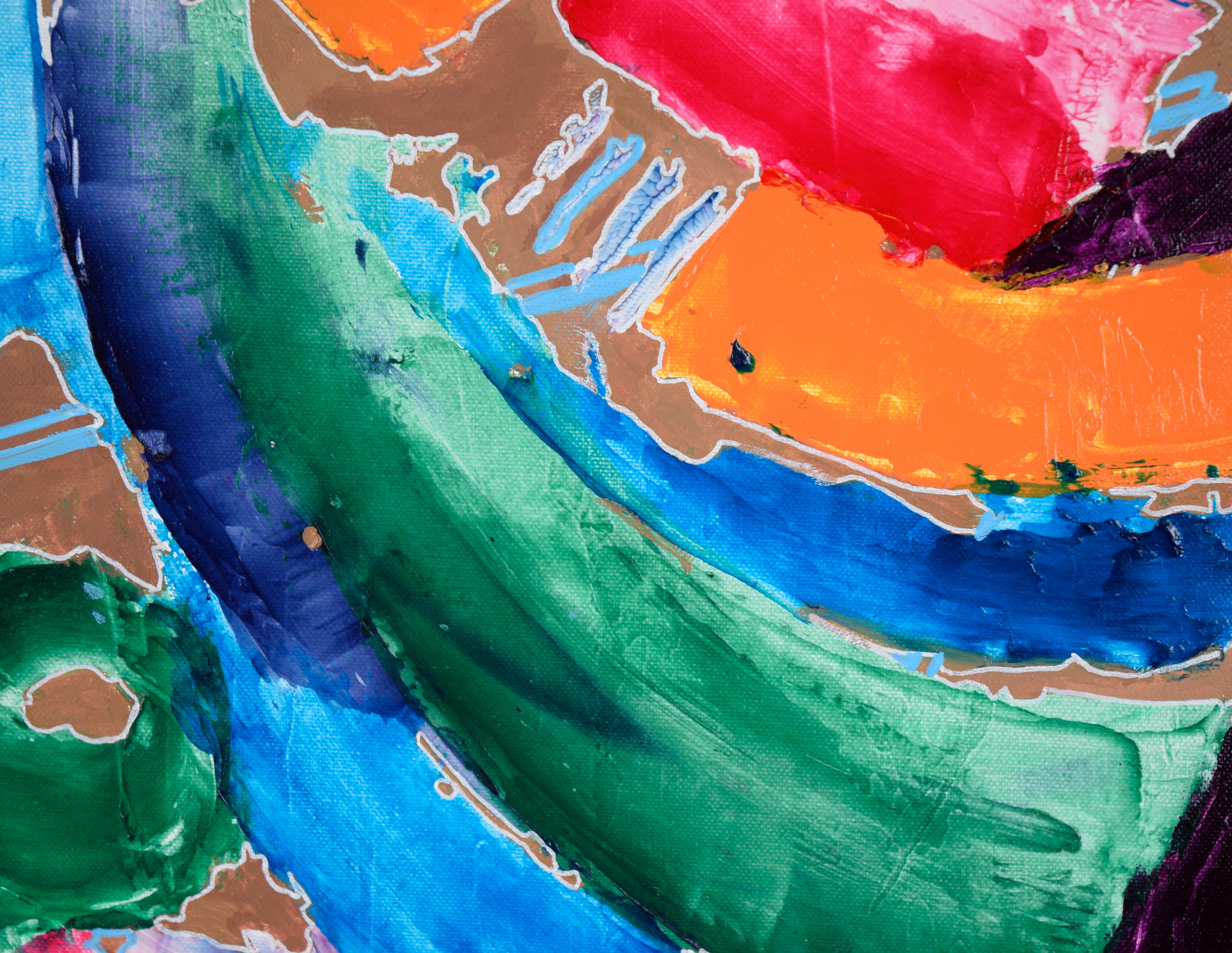 Danza del colore - Composizione astratta in acrilico su tela - Painting Contemporaneo di Unknown