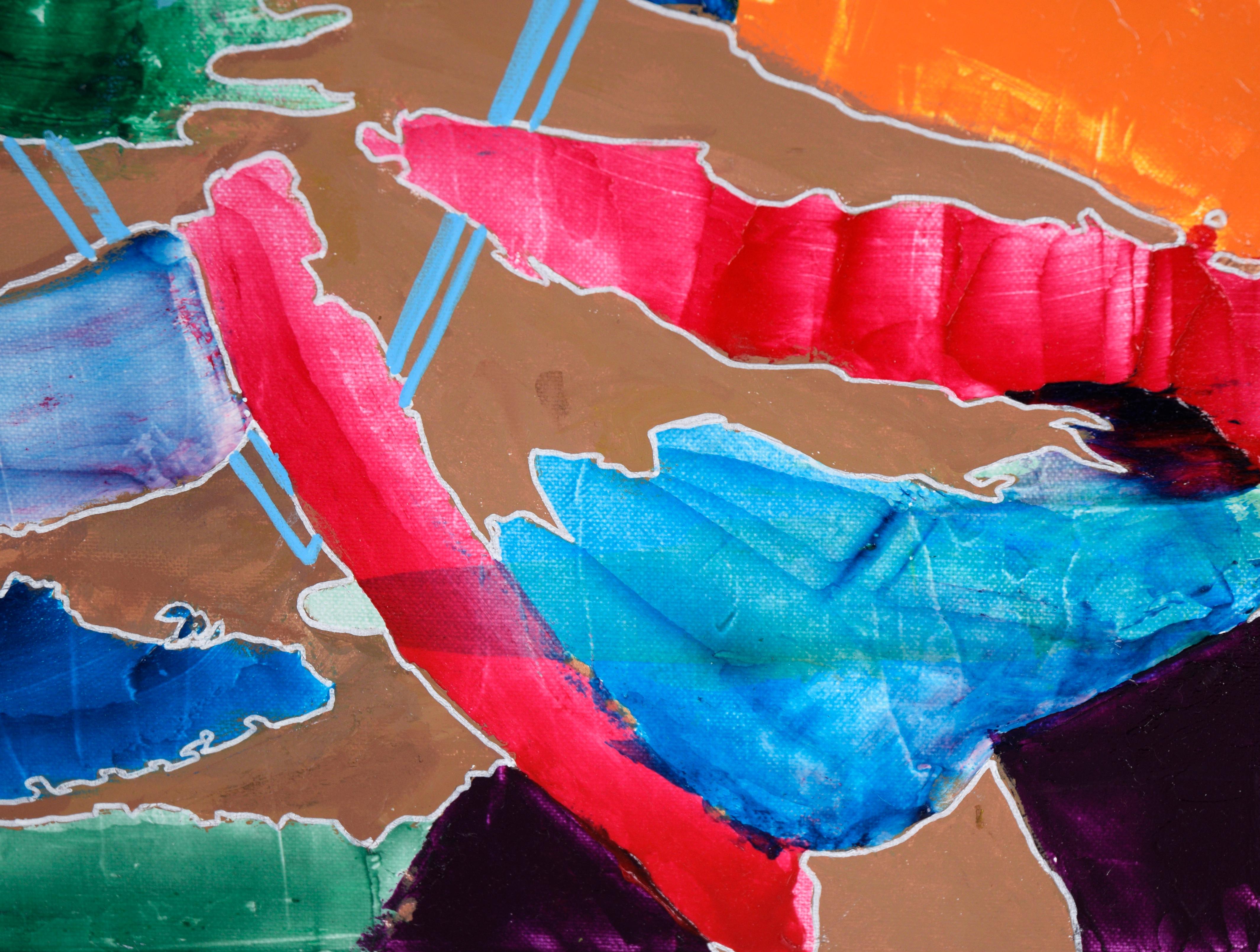 Danza del colore - Composizione astratta in acrilico su tela - Abstract Painting Blu di Unknown