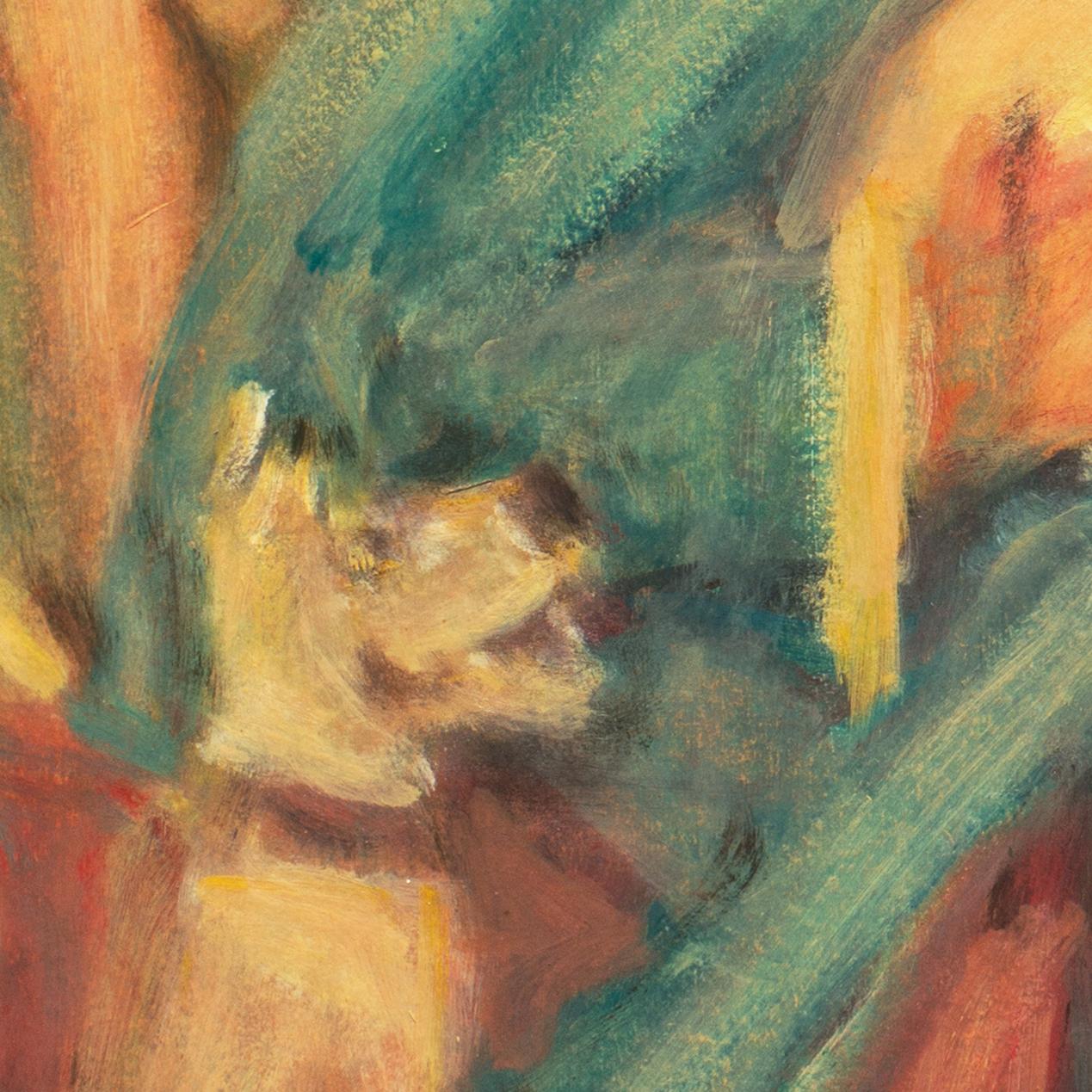'Dancing Dogs', Impressionist Mid-century Circus Scene, Banjo Man, Acrobat For Sale 3