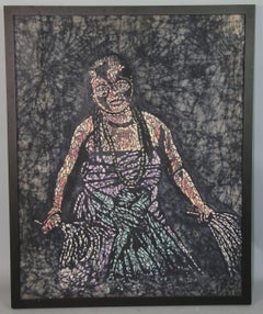 Vintage Dancing Worrior Hand Made Batik By Lola Silva 1998