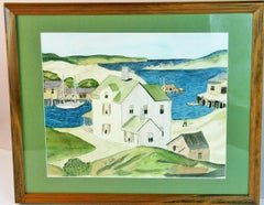 Danish Seaside Village Scene Harbor View Landscape