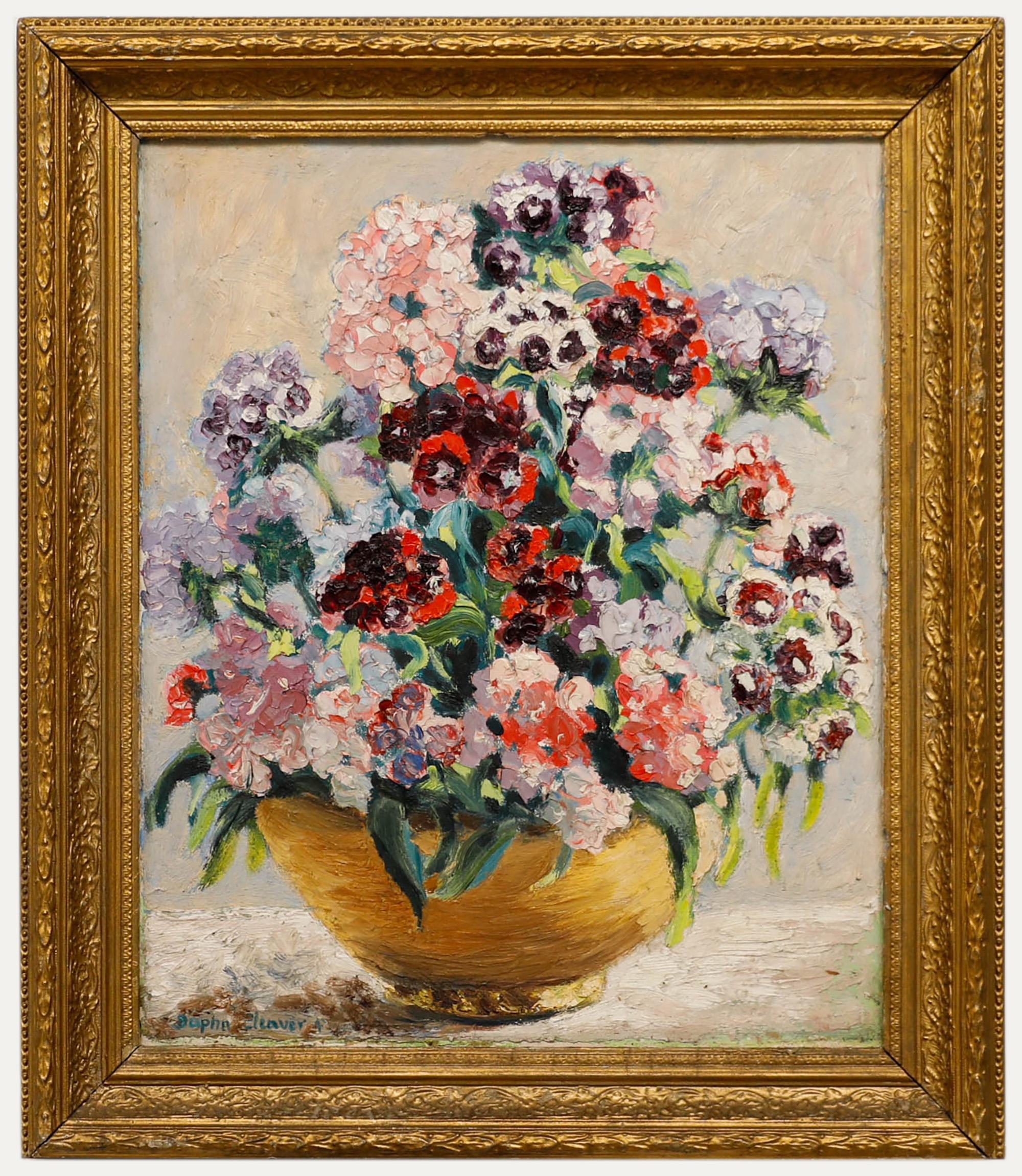 Still-Life Painting di Unknown - Daphne Cleaver - Olio incorniciato della metà del 20° secolo, Natura morta di William Williams
