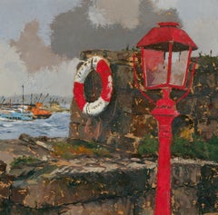 David Beer (b.1943)  - St. Ives School Contemporary Oil, The Old Lamppost