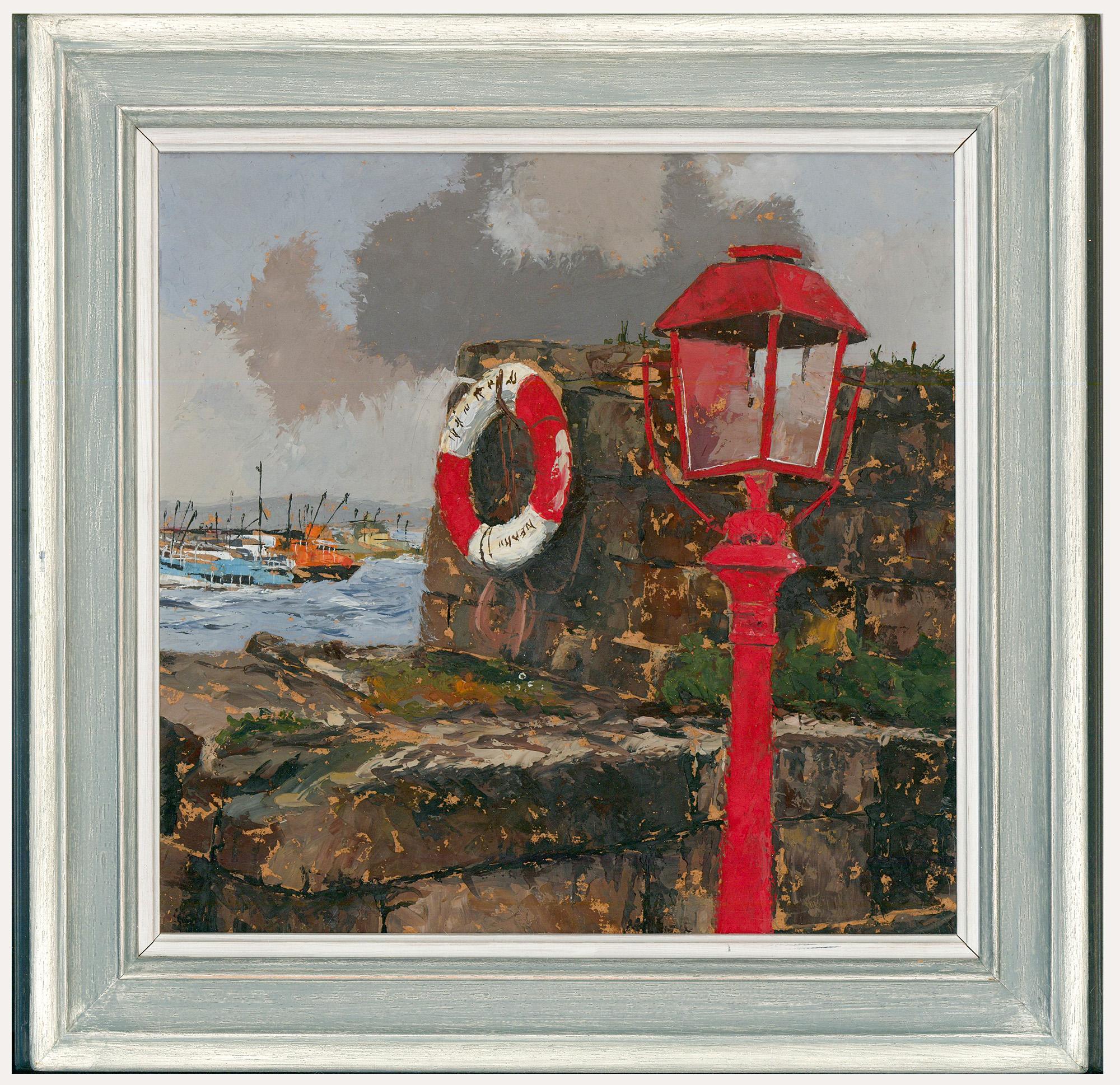 Unknown Figurative Painting - David Beer (b.1943)  - St. Ives School Contemporary Oil, The Old Lamppost