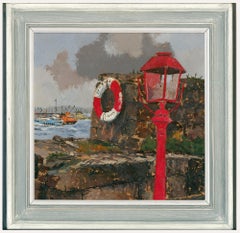 David Beer (b.1943)  - St. Ives School Contemporary Oil, The Old Lamppost