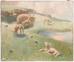 David Buchanan - Huile du milieu du 20e siècle, agneaux de printemps