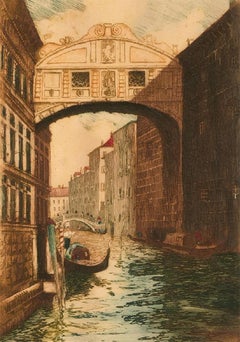 David Donald - Signed Mid 20th Century Etching, The Bridge of Sighs, Venice