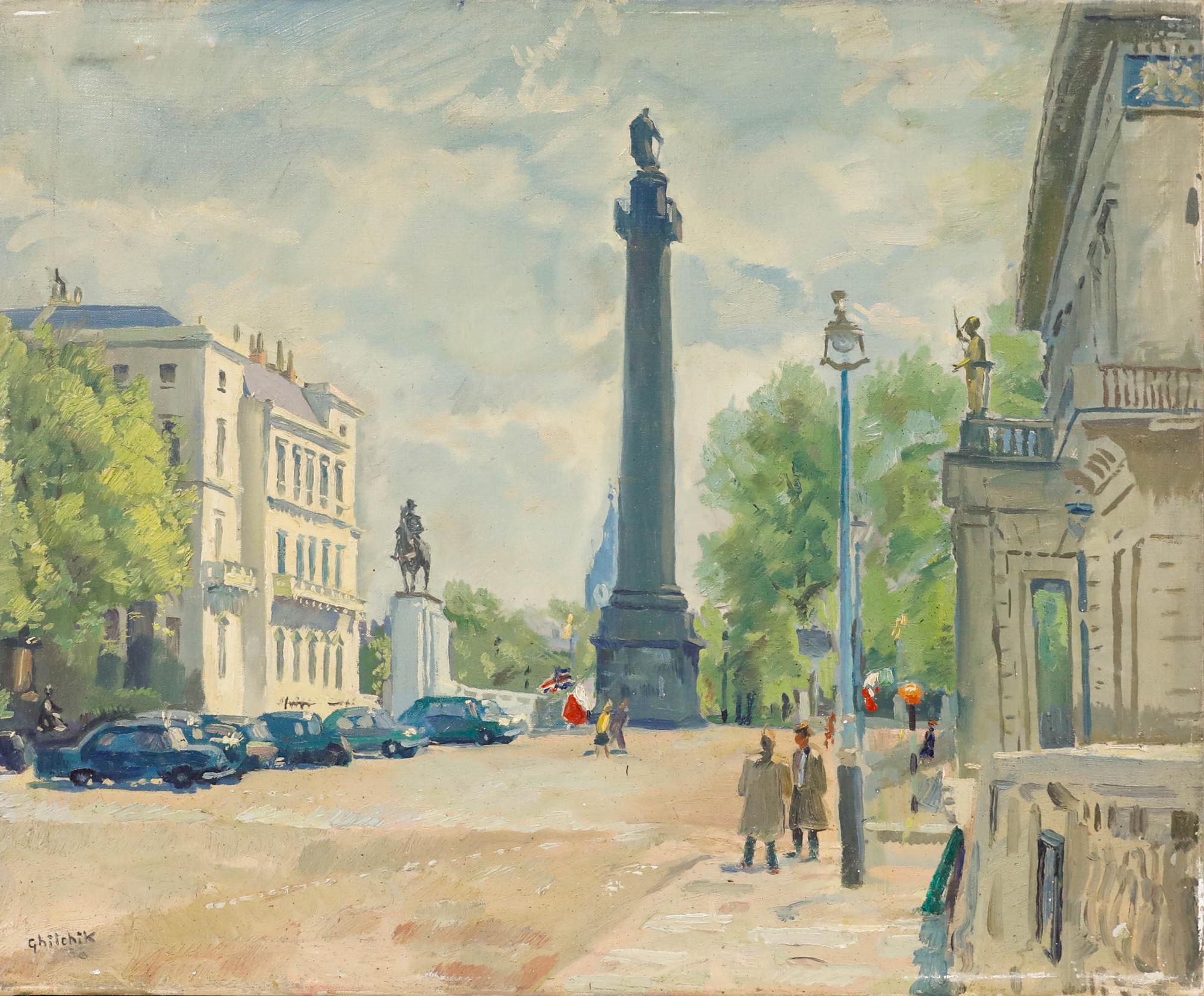 David Ghilchik (1892-1974) - Mitte 20. Jahrhundert Öl, Duke of York Monument – Painting von Unknown