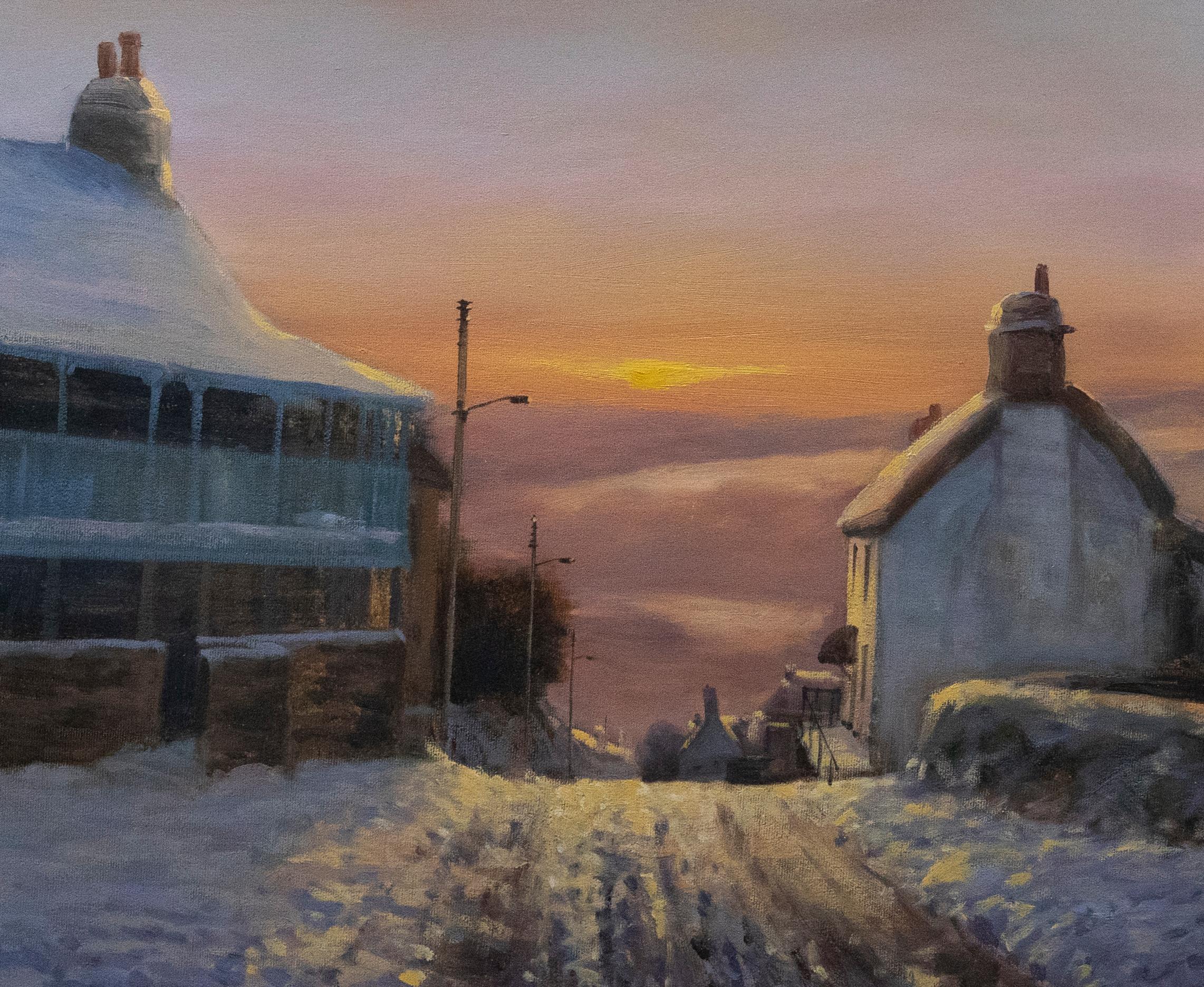 David Rylance (b.1941) - 20th Century Oil, Winter Sunset, Tregony - Painting by Unknown