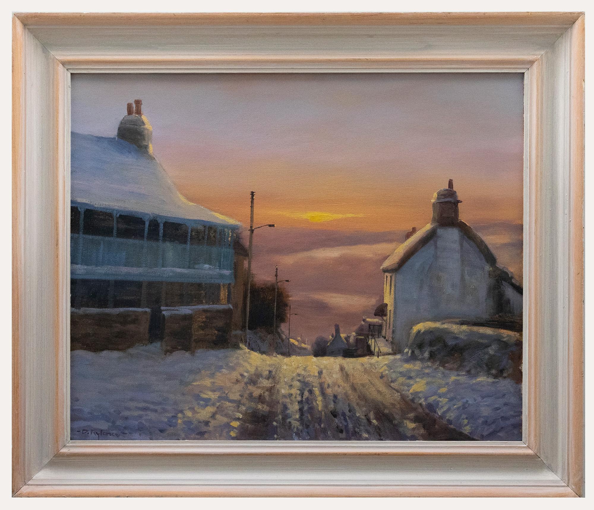 Unknown Landscape Painting - David Rylance (b.1941) - 20th Century Oil, Winter Sunset, Tregony