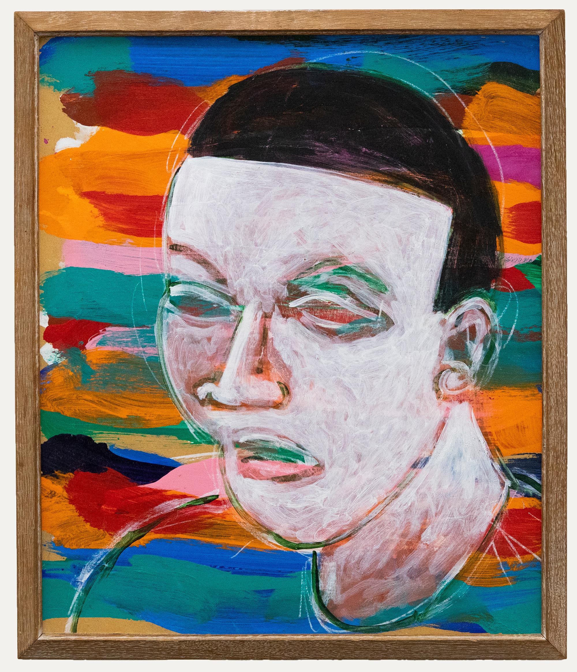Unknown Portrait Painting - David Somerville - 2010 Acrylic, Figure in a Rainbow
