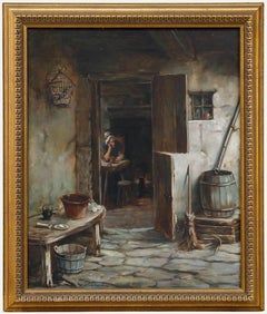 David Wood Haddon (1859-1914) - Late 19th Century Oil, Through the Cottage Door