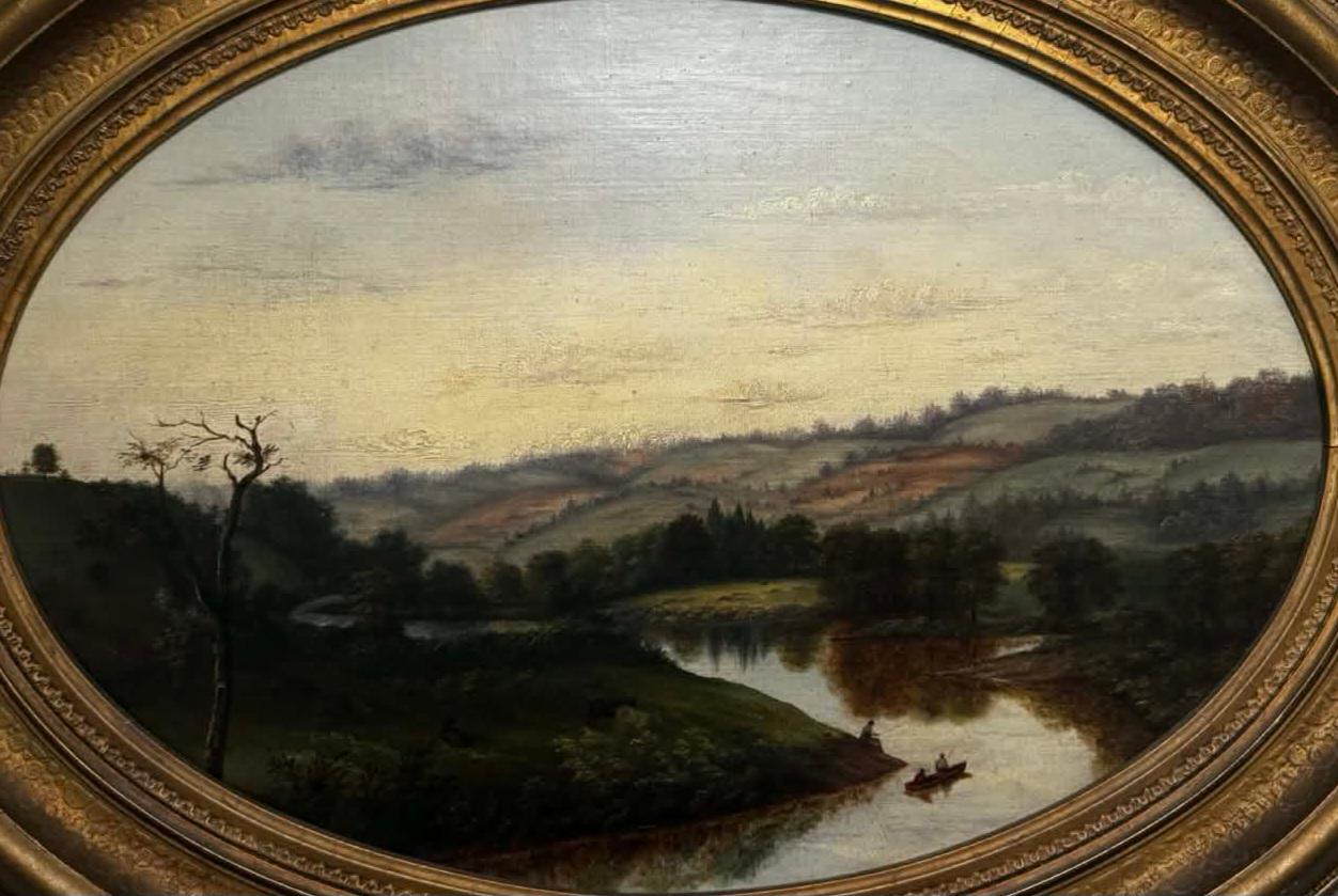 Unknown Landscape Painting – Dawn at the River