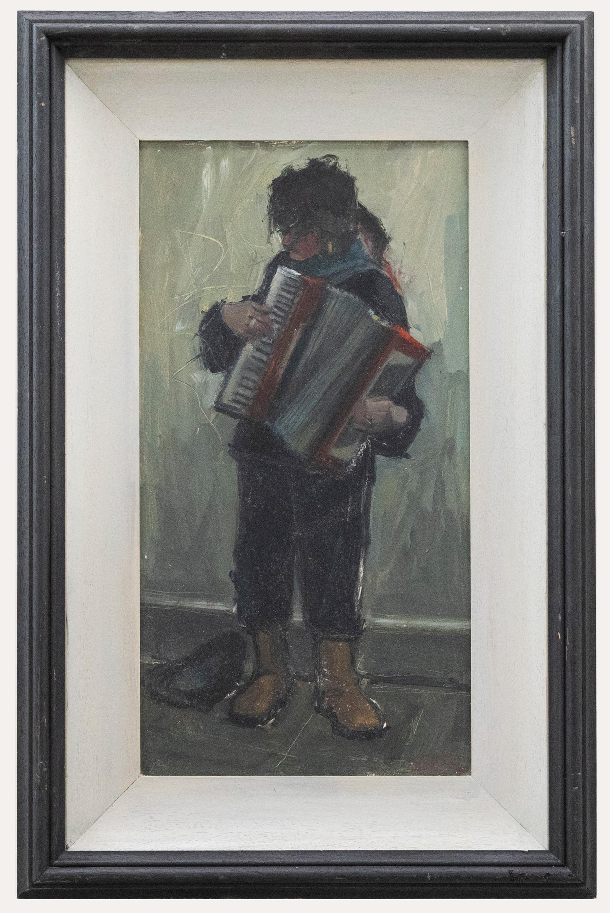 Unknown Portrait Painting - Dawn Sidoli NEAC RWS RWA  (1933-2022) - 1994 Oil, Bath Busker