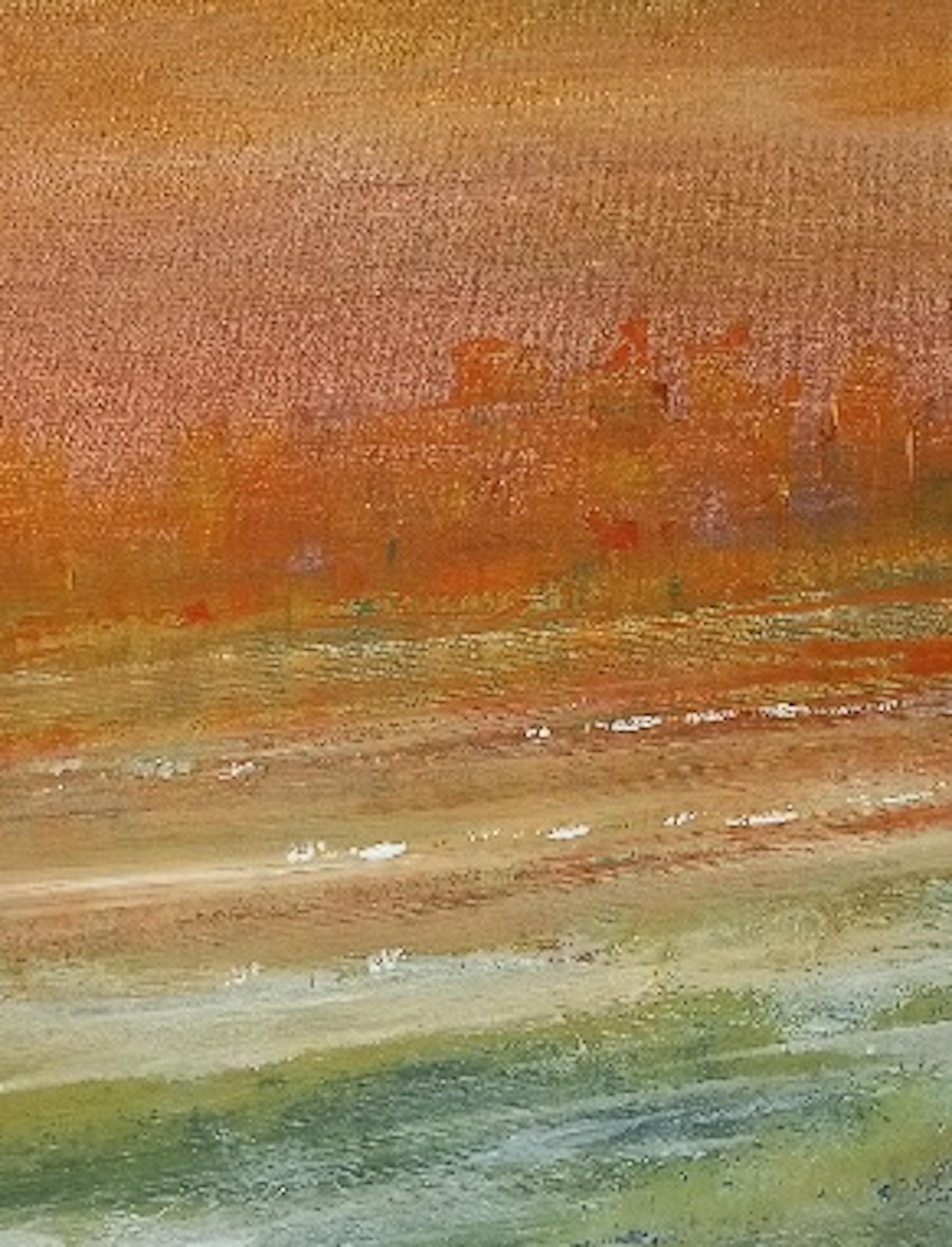 Dawn Tide, Abstract Impressionist Style Painting, Gerhard Richter Style Painting - Brown Abstract Painting by Unknown
