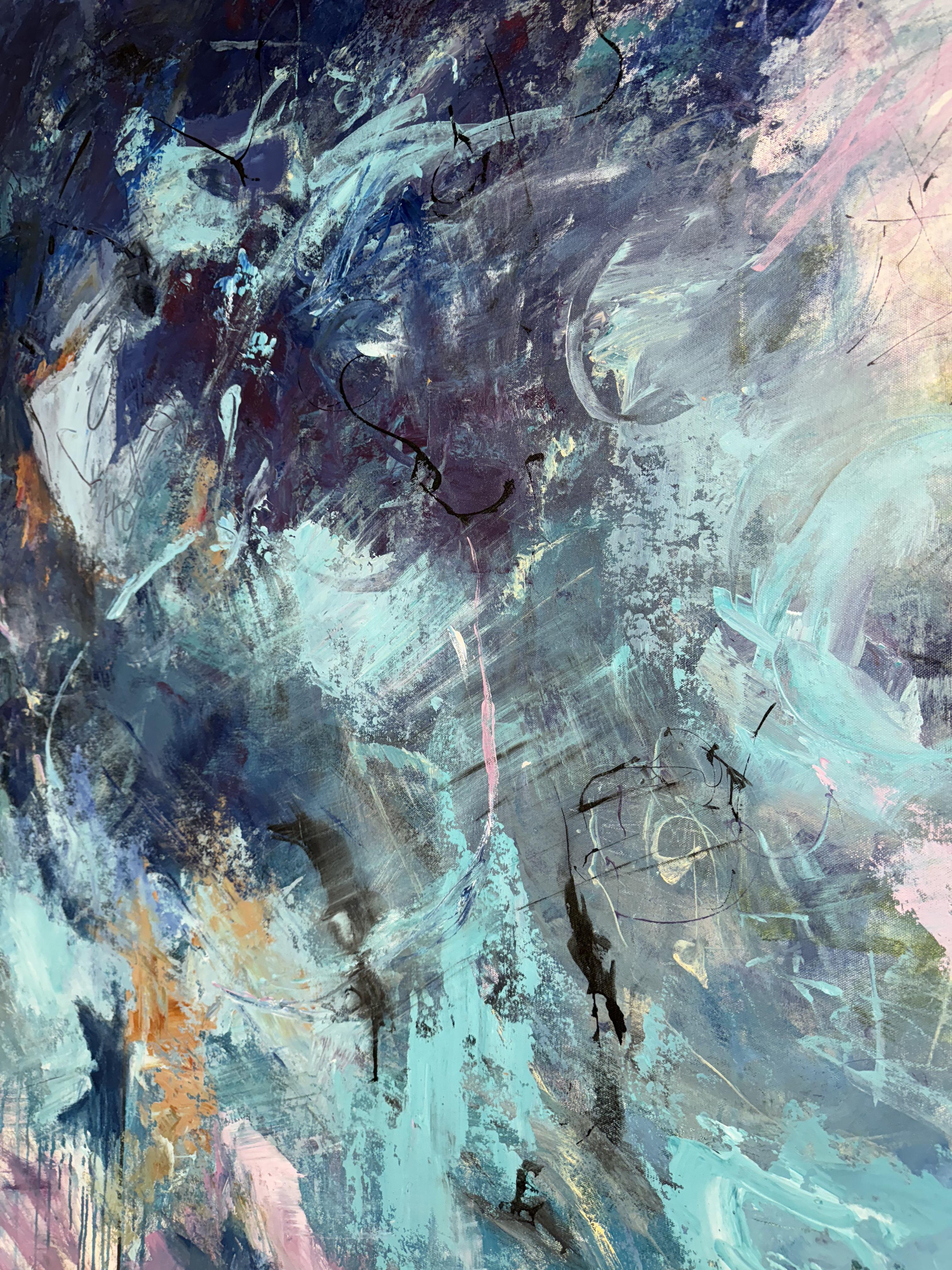 Rêves d'aujourd'hui - Bleu Abstract Painting par Unknown