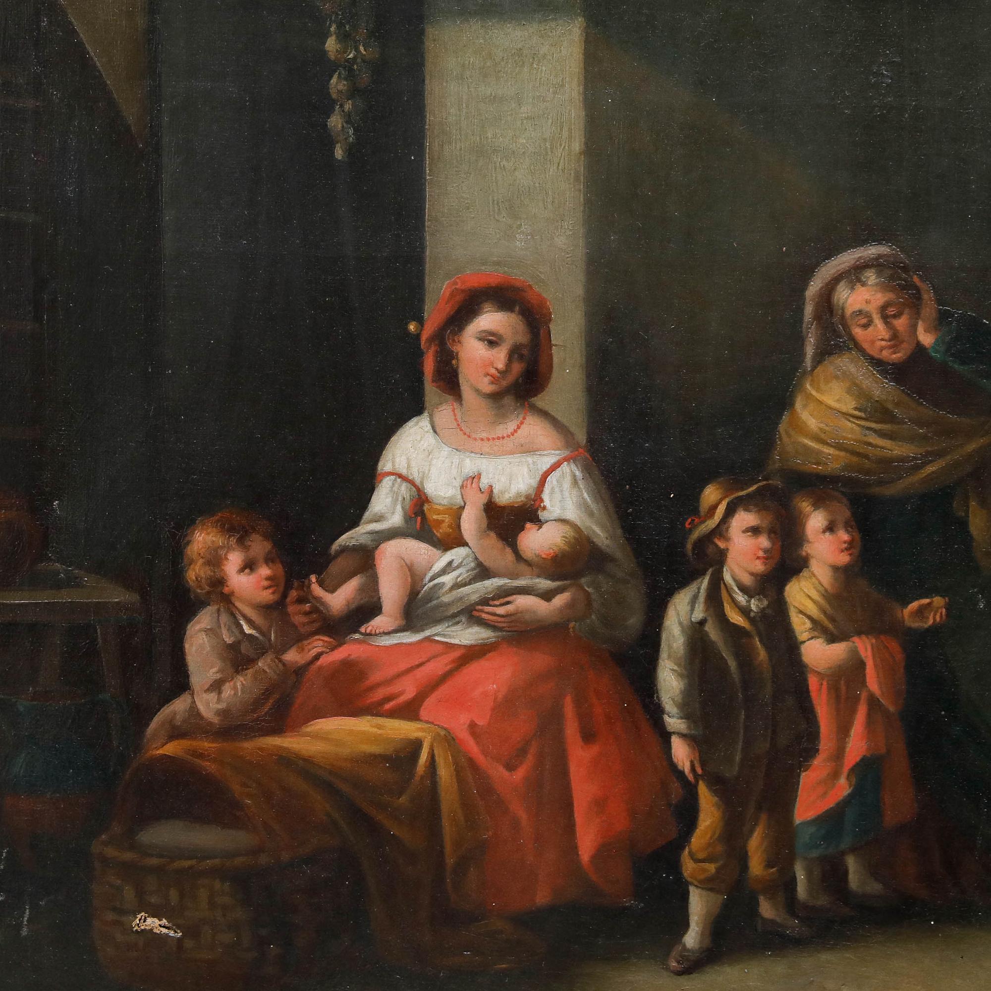 De Maria - For Restoration 19th Century Oil, Family Portrait For Sale 1
