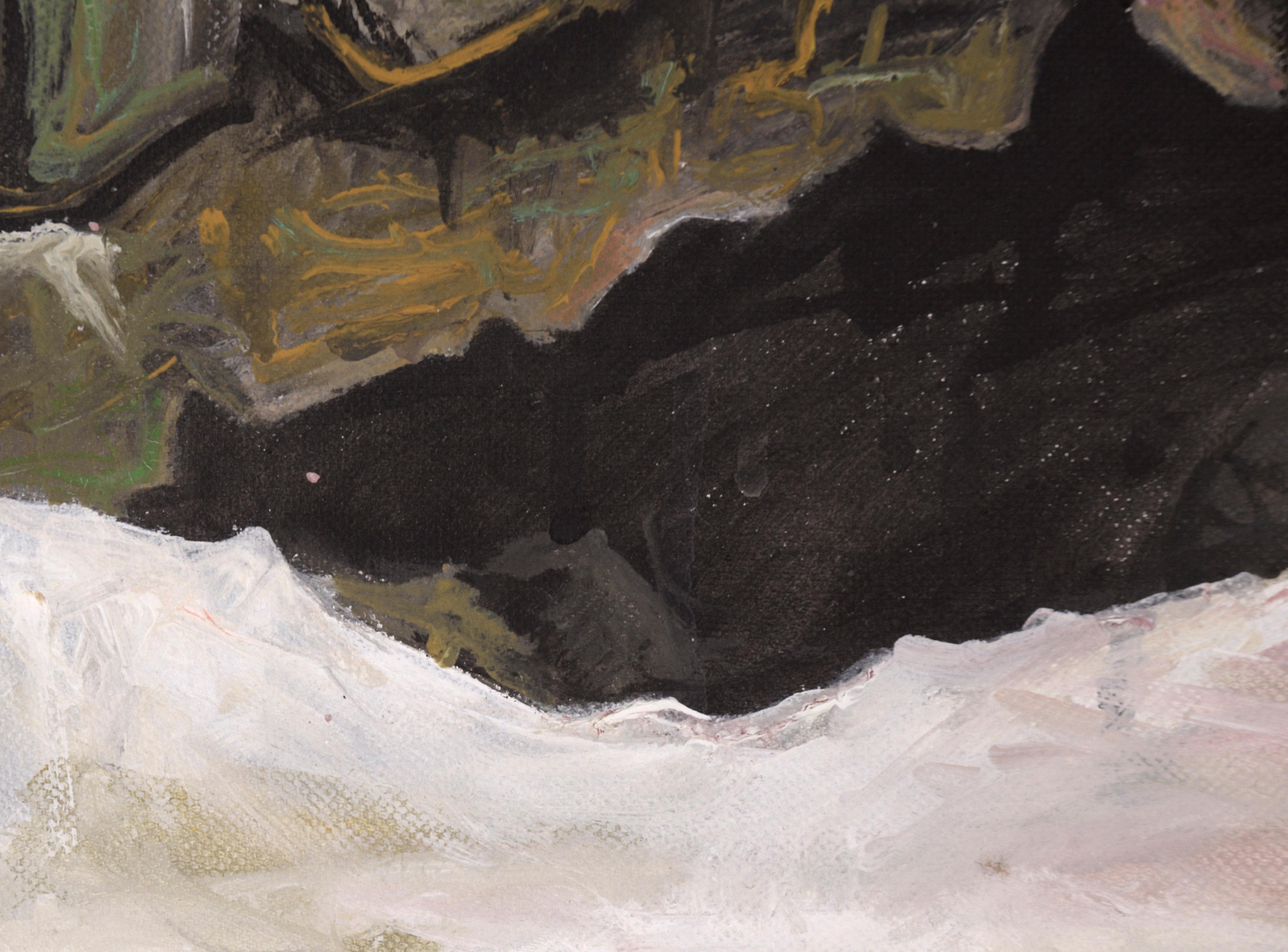 Animado pero sutil paisaje invernal de la Cueva del Caballo Muerto en Idaho, por un artista desconocido (firmado 
