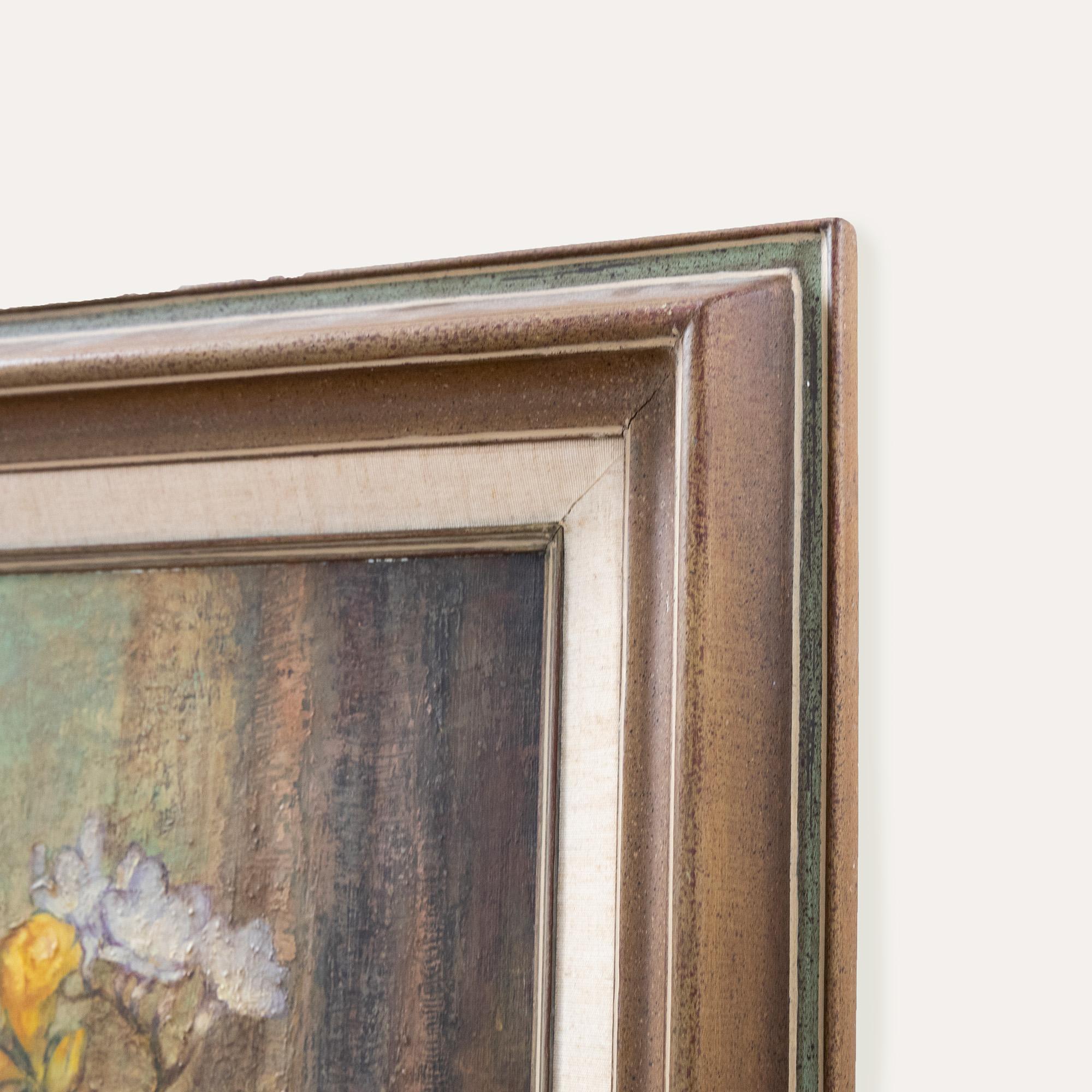 Debrier - Framed Contemporary Oil, Still Life of Flowers For Sale 2