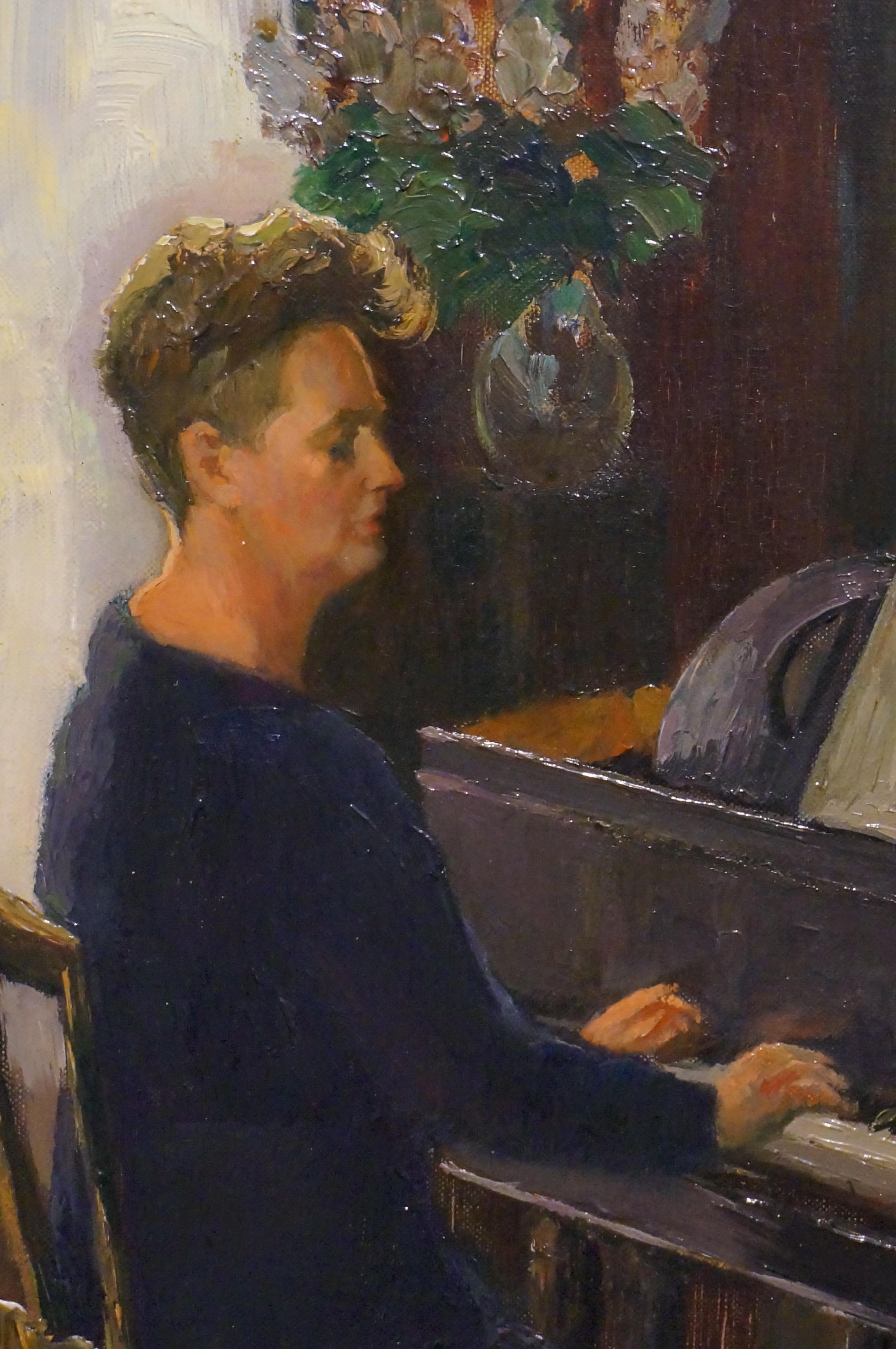 lady playing piano painting