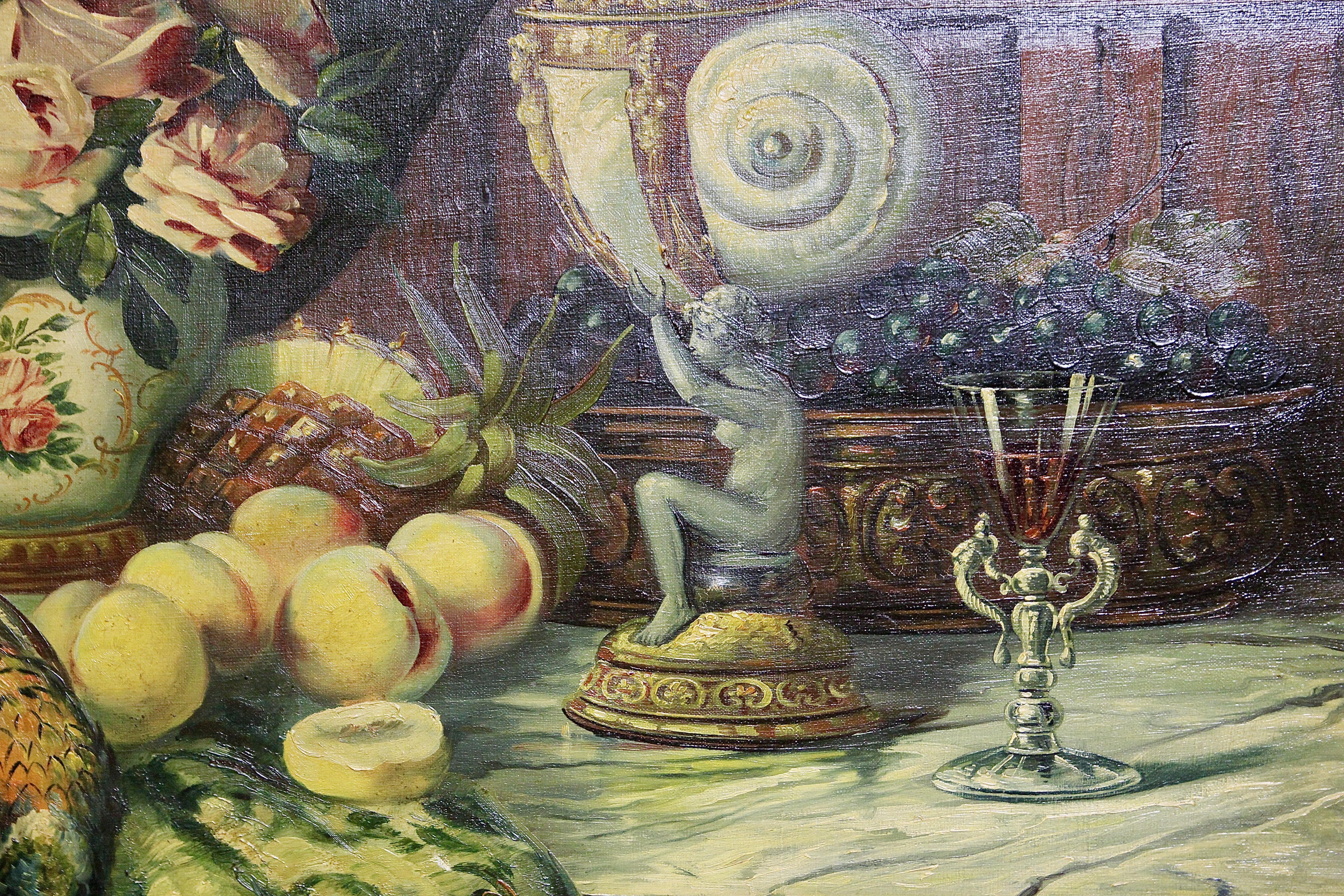Pintura decorativa, Óleo sobre lienzo, Bodegón con fruta. - Animal Painting Marrón de Unknown