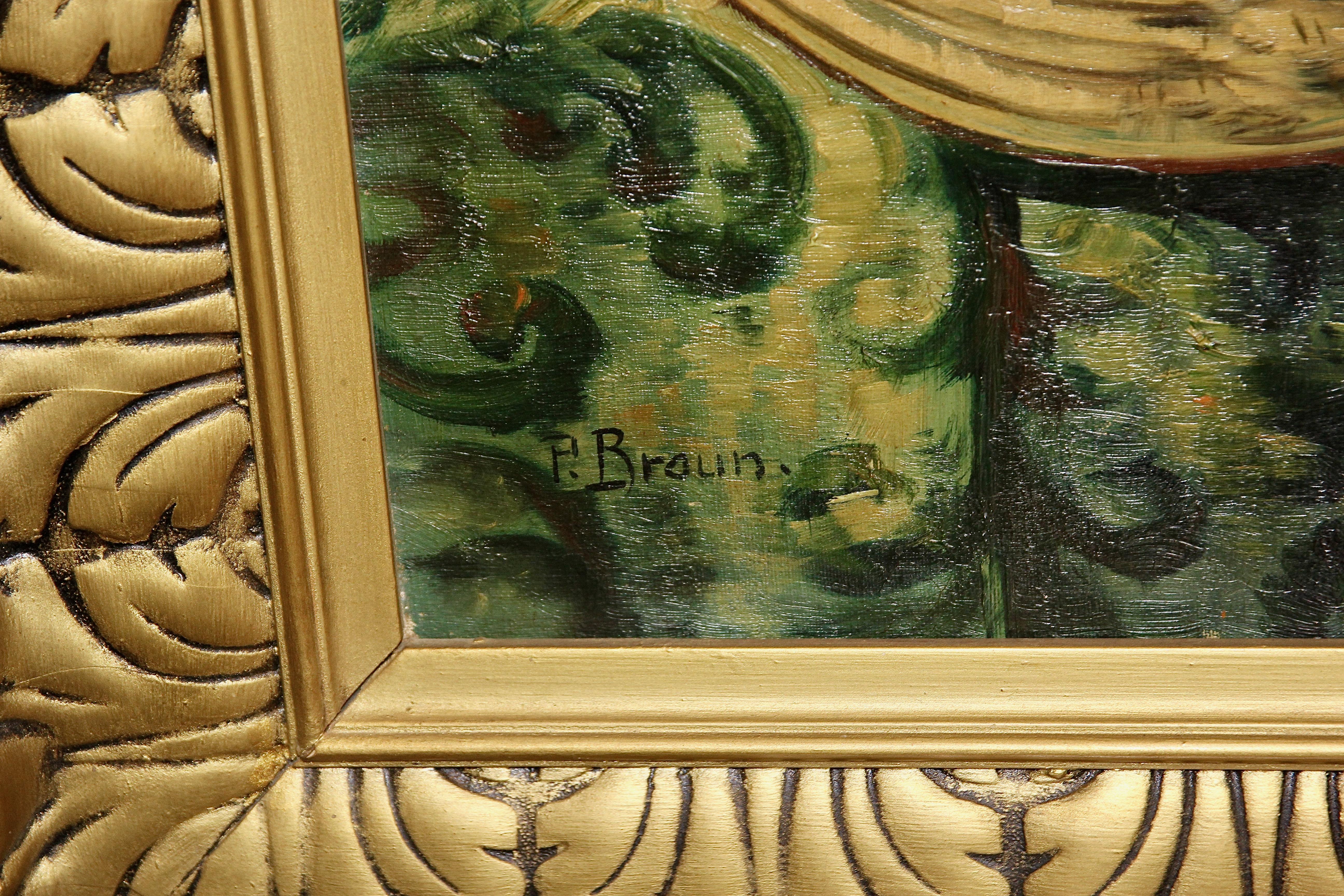 Pintura decorativa, Óleo sobre lienzo, Bodegón con fruta. en venta 2