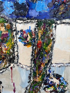 A Bird Flew Out in Search of a Cage, Deep Blues, cream, orange colors