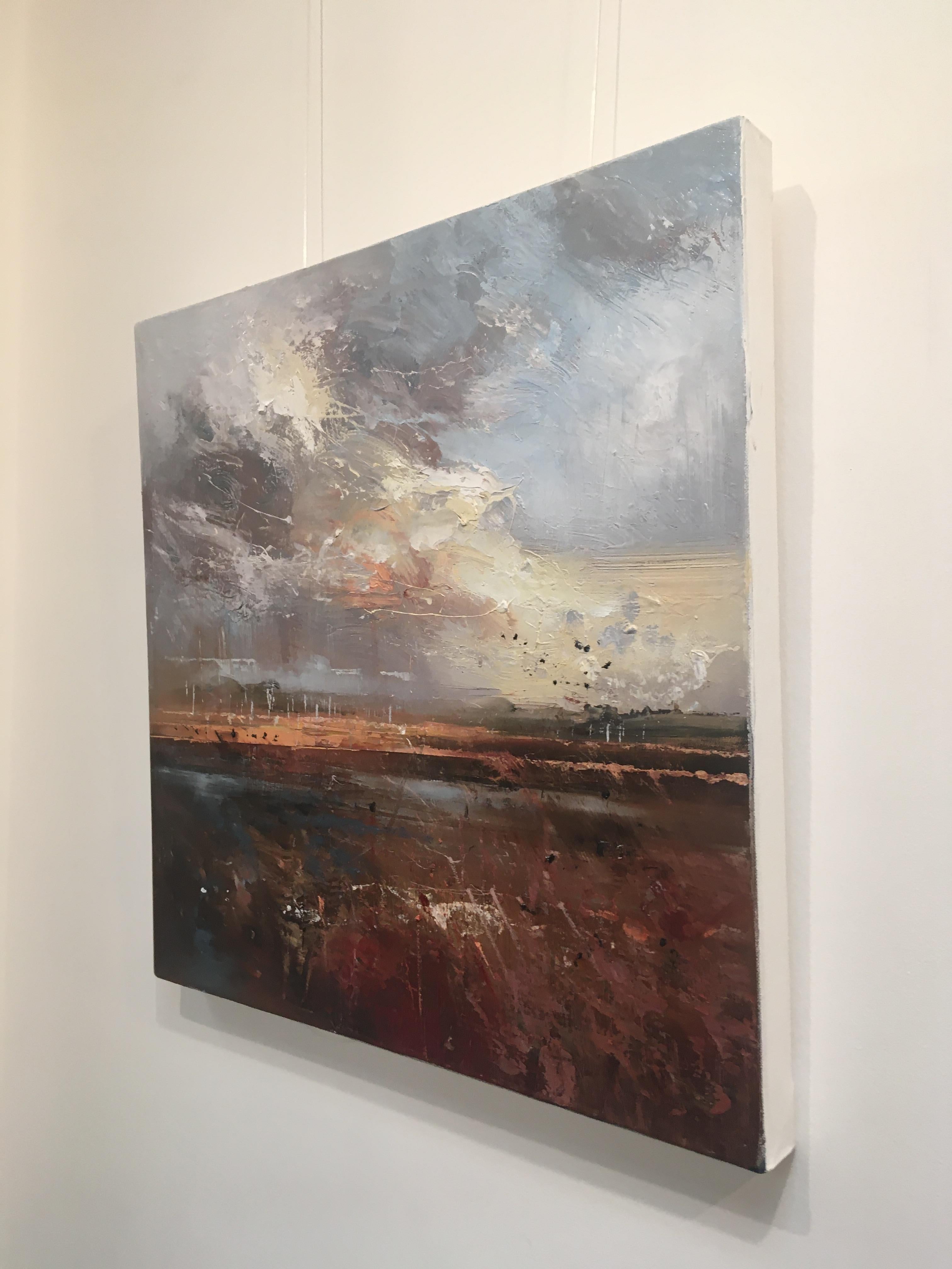 Deluge at Twilight - zeitgenössisches abstraktes Landschafts-Ölgemälde mit Himmel im Angebot 3