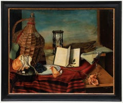 Dennis Ramsay (1925-2009) - Oil Tempera, Still Life with Wicker Wrapped Demijohn