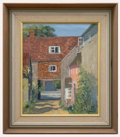 Dennis Robinson - Framed Contemporary Oil, Sunny Courtyard