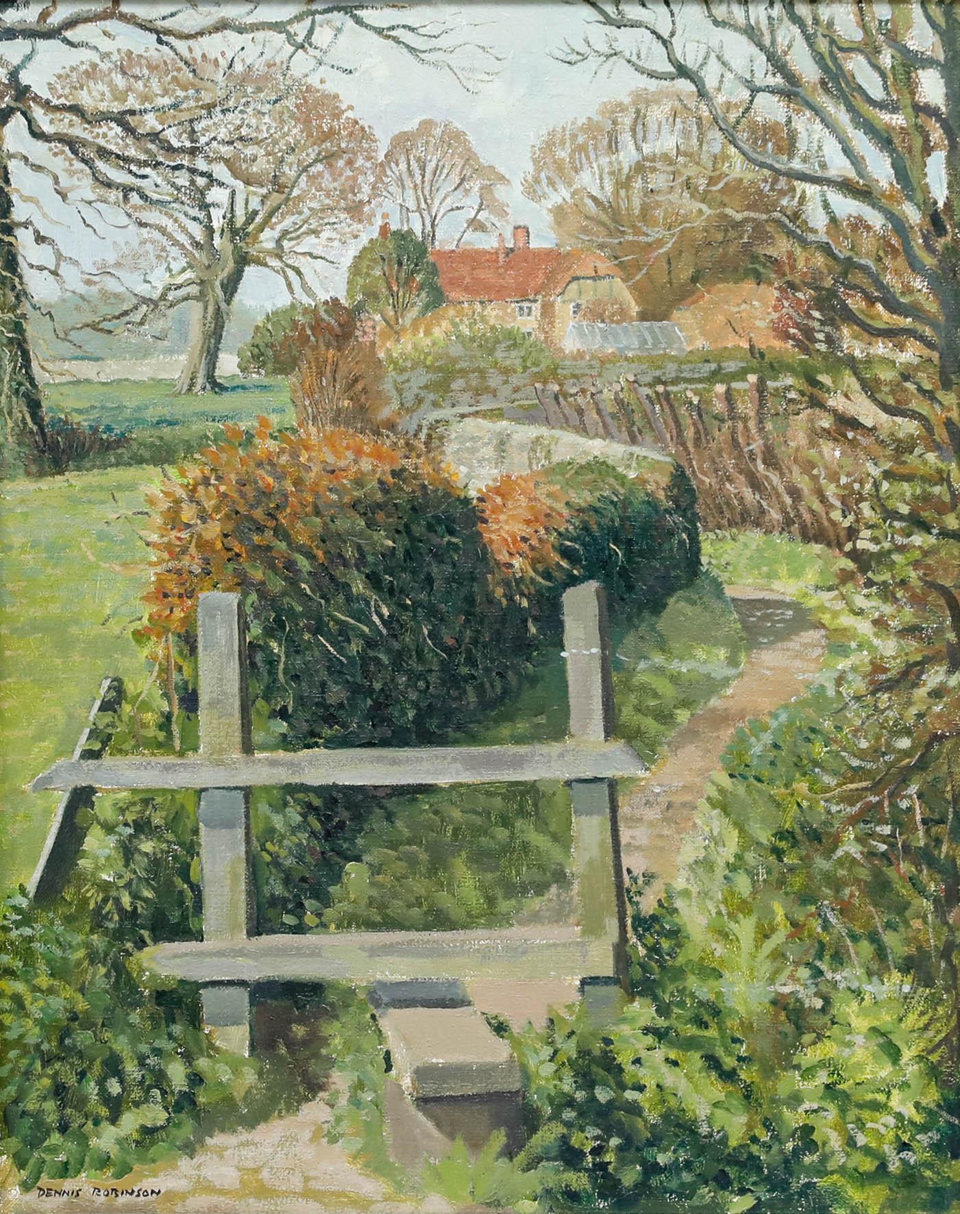 Dennis Simpson Robinson (1921-2000) - Olio del 1976, Sentiero a Eastergate, Sussex - Painting di Unknown