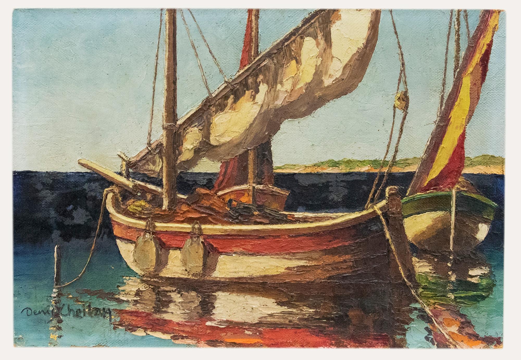 Deny Cheilan - French School 20th Century Oil, Fishing Boats - Painting by Unknown