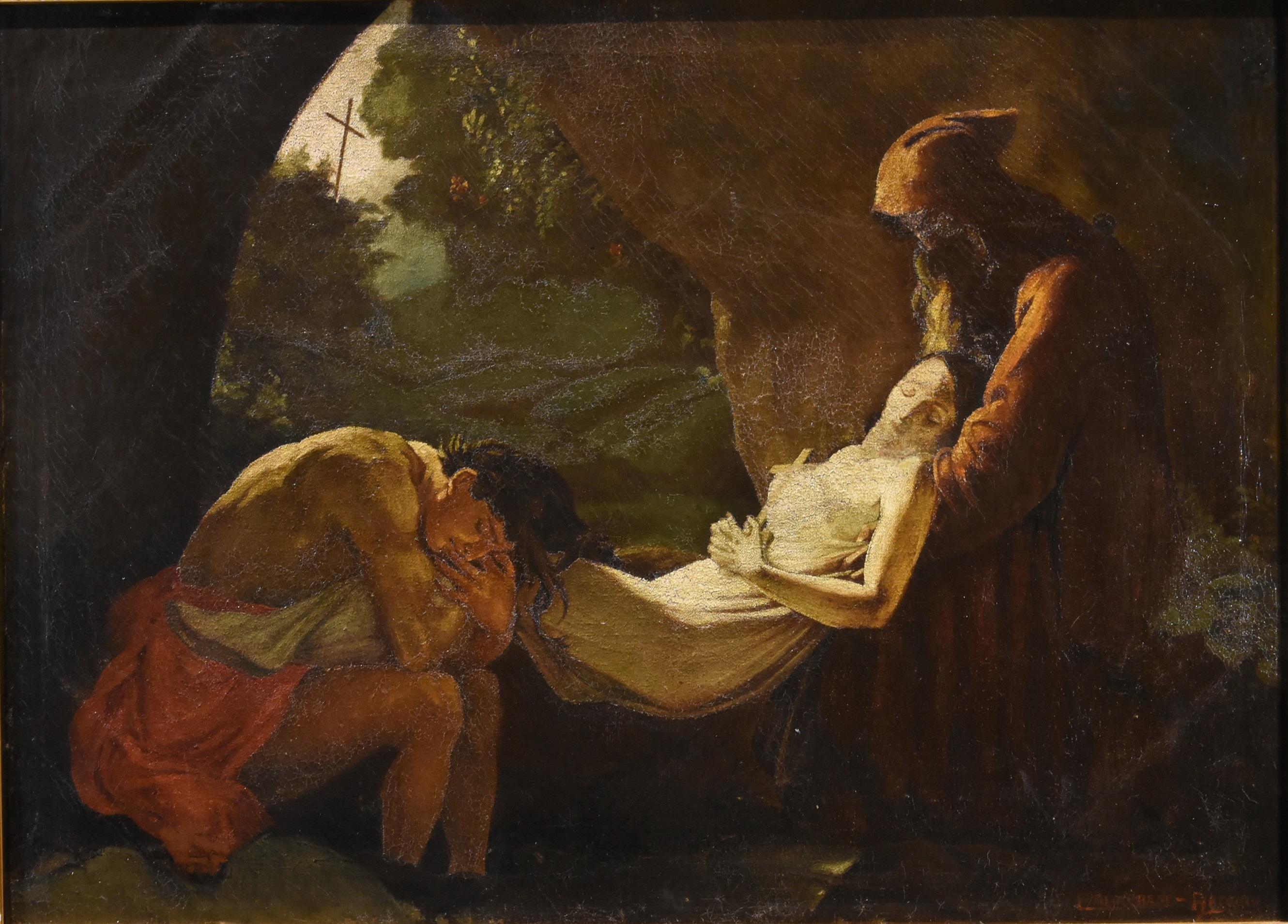 Deposition Atala De Roussy-trioson Paint Oil on canvas 19/20th Century French  - Old Masters Painting by Unknown