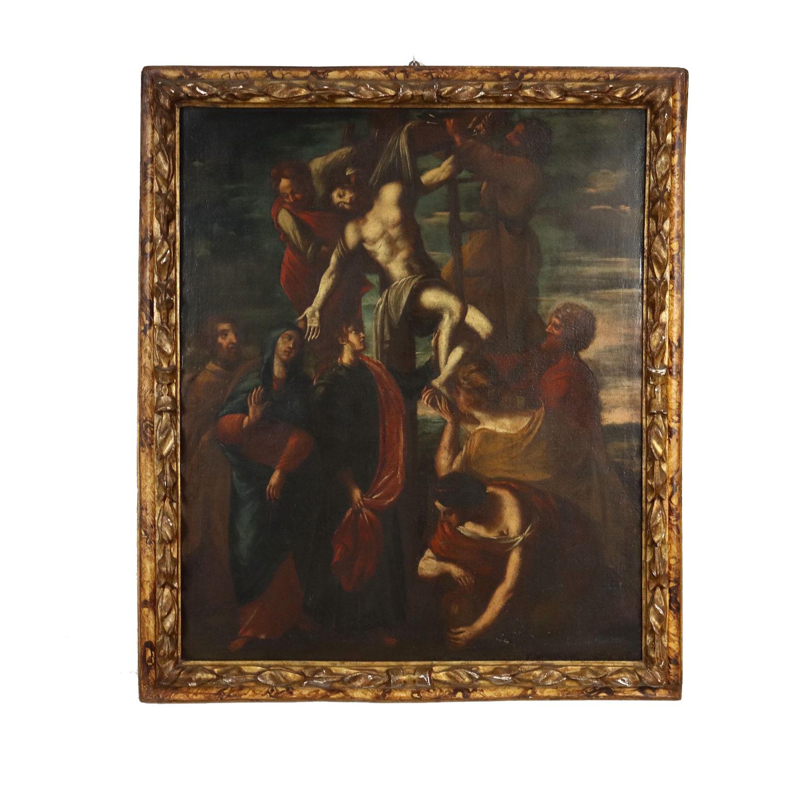 Unknown Figurative Painting – Die Absetzung Christi vom Kreuz aus, 1600er Jahre, 1.700er Jahre