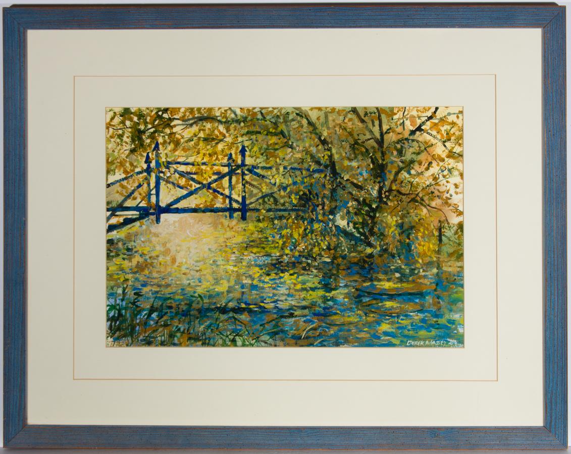 Derek Massey - Framed 1999 Acrylic, Impressionist Lake Landscape