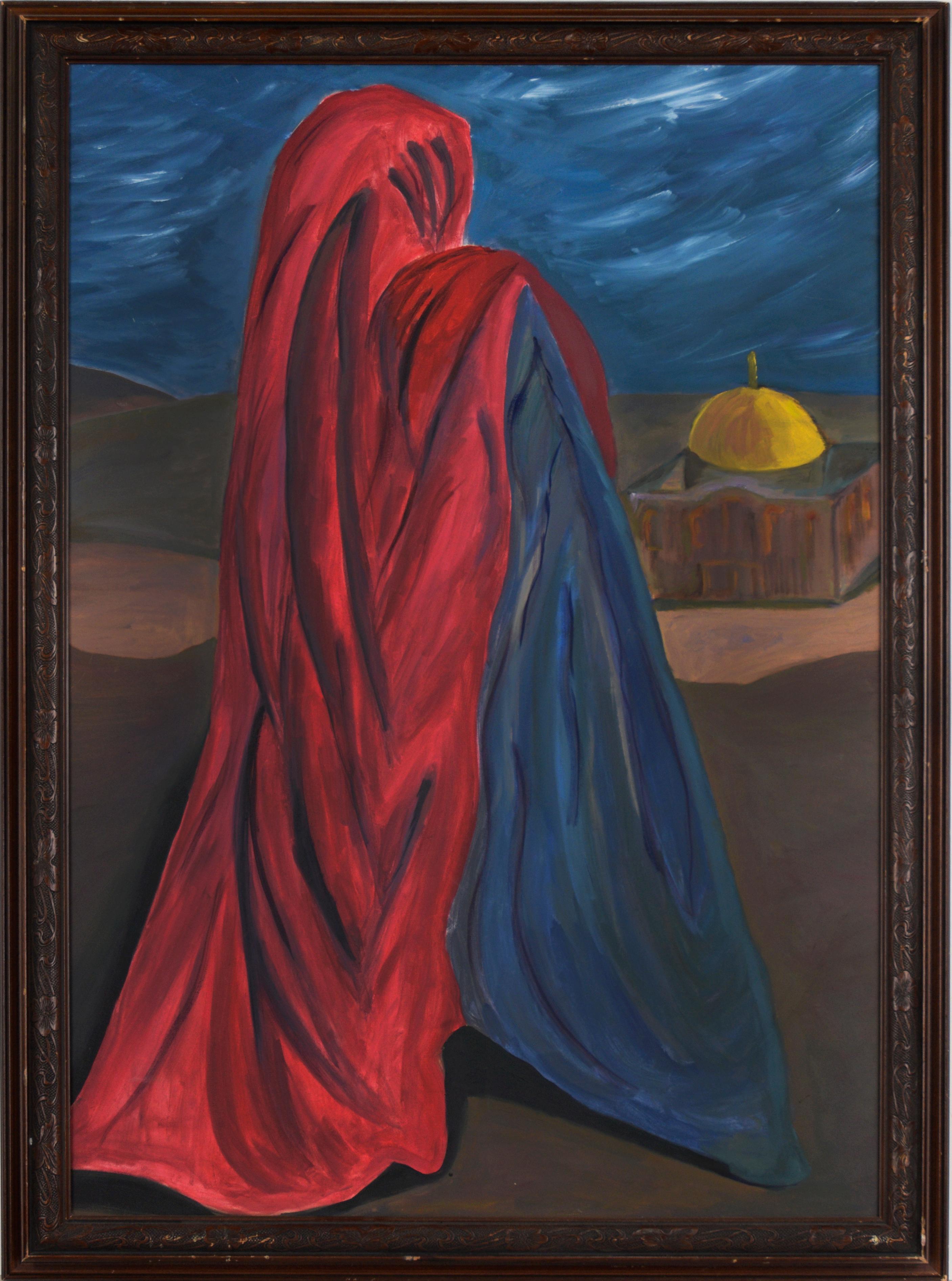Figurative Painting di Unknown - "Desert Storm" Olio figurativo su tela di grandi dimensioni 1991