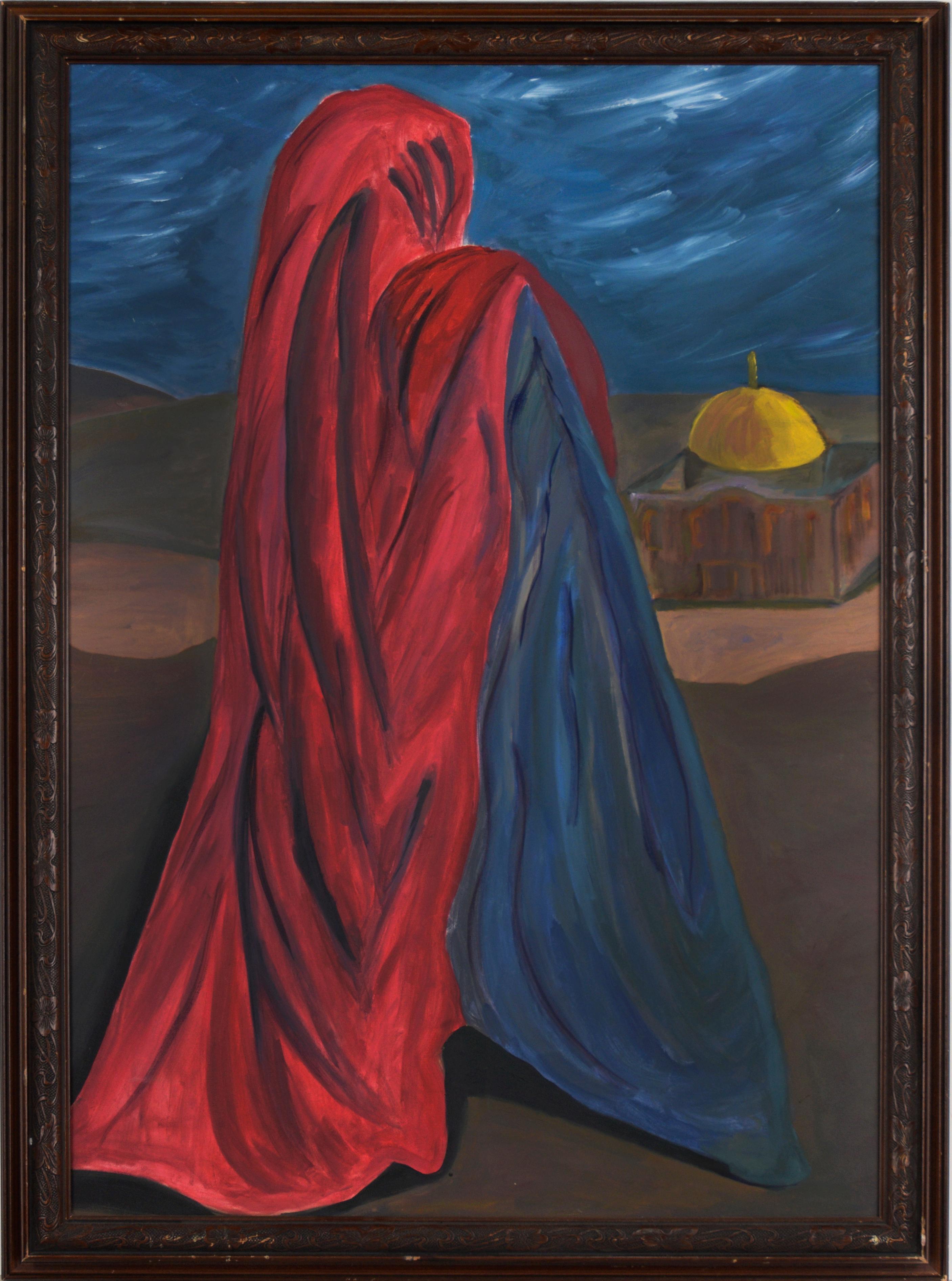 Unknown Figurative Painting - "Desert Storm" Large scale Figurative Oil on Canvas 1991