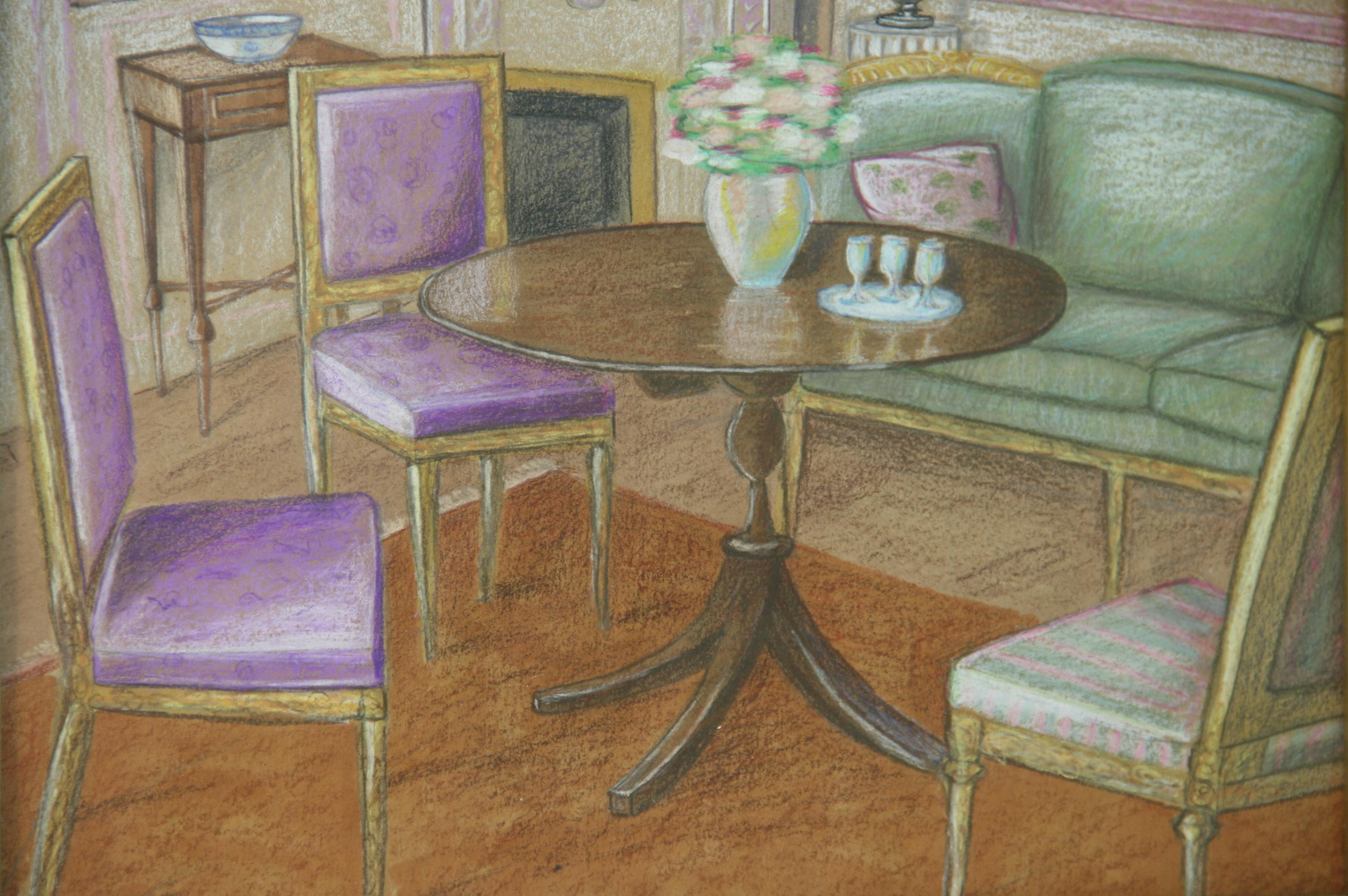 6092 Pastello ad olio di un designer d'interni di un interno di una stanza classica
Dimensioni della cornice personalizzata 11.5x17.5