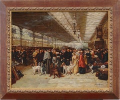 Detaillierte zeitgenössische Impressionisten Bahnhof signiert und gerahmt Ölgemälde