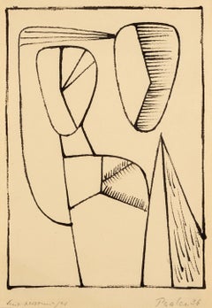 Deux Personnages, Ink Painting by Wolfgang Paalen 1936