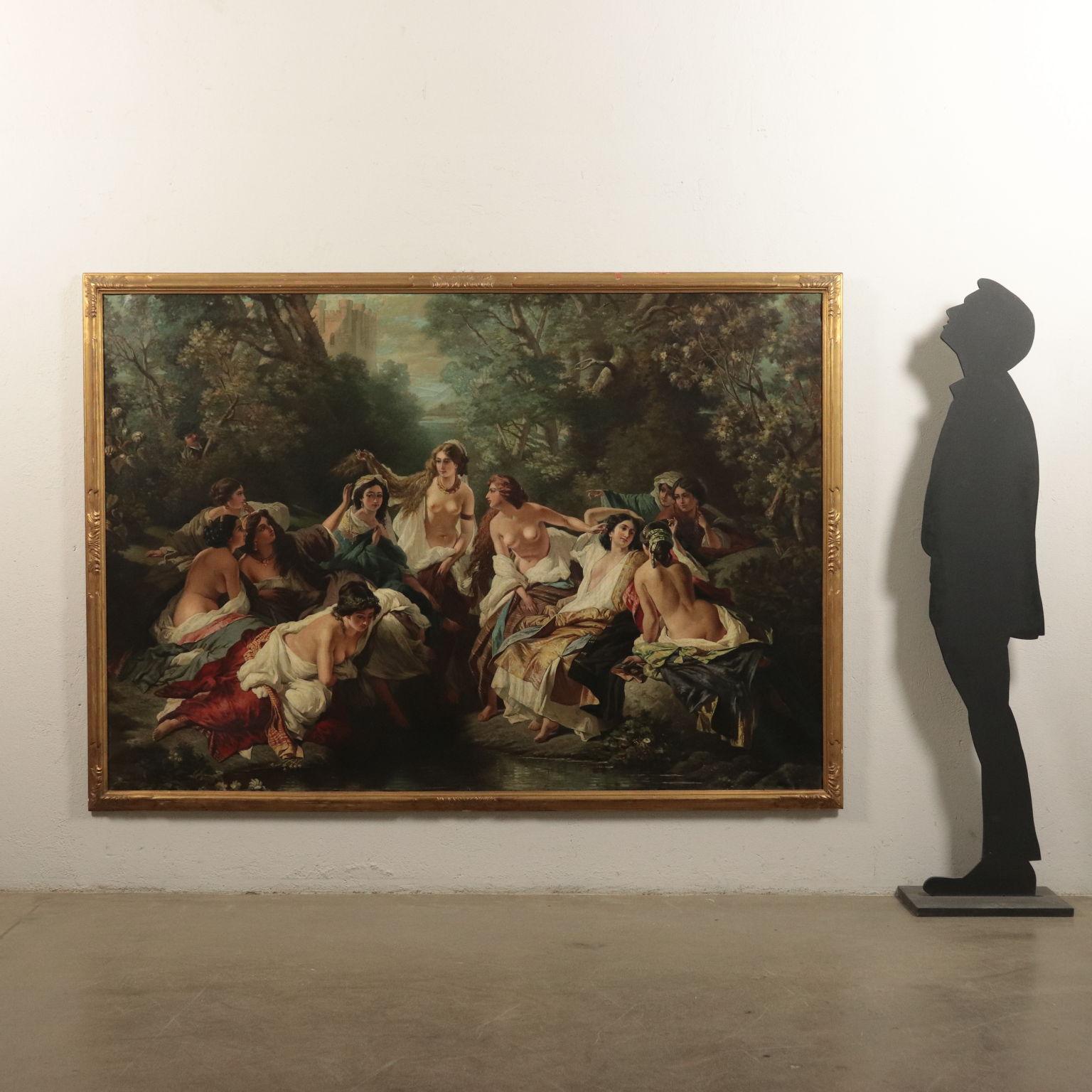 Diana and Nymphs Bathing, Oil on Canvas 19th Century - Painting by Unknown