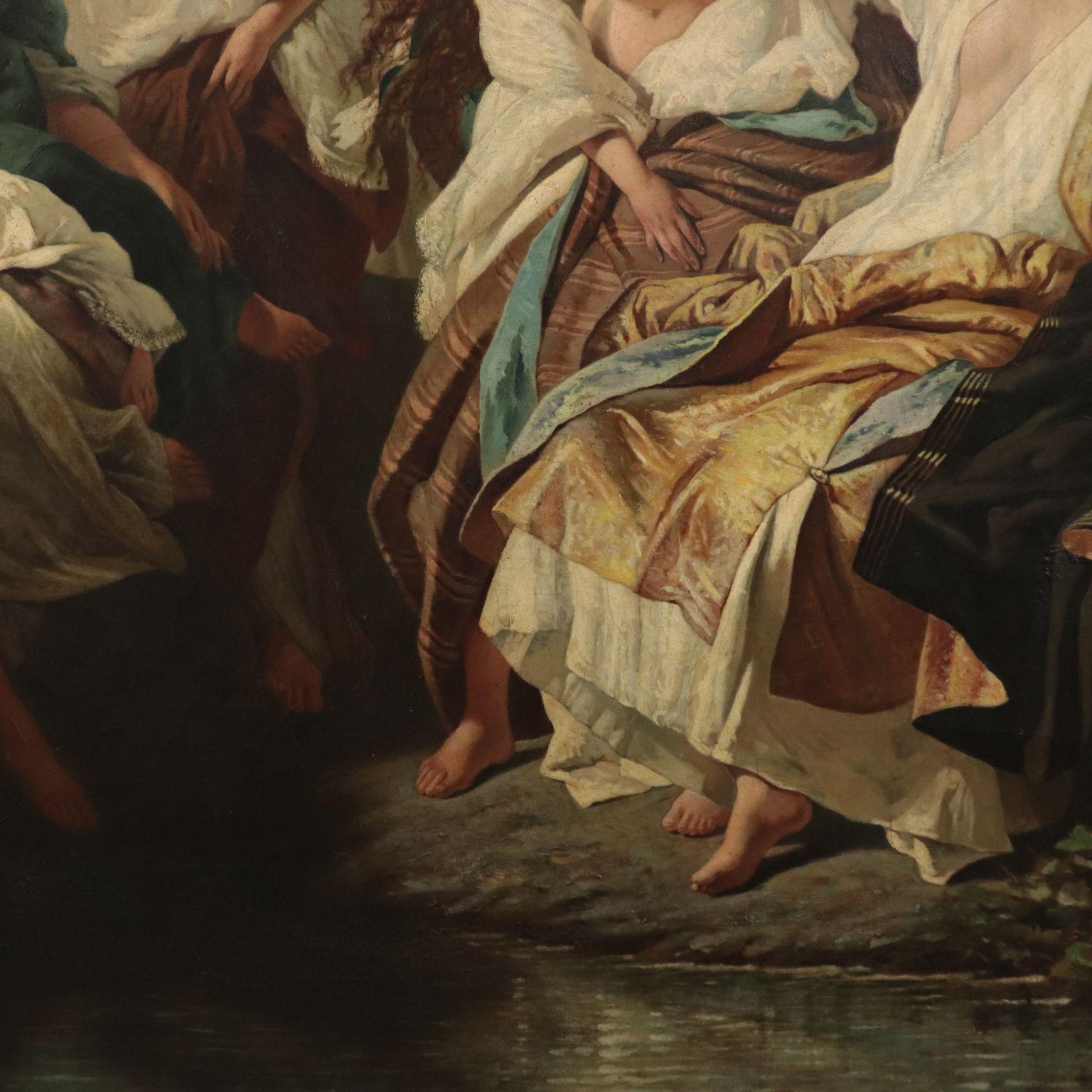 Diana and Nymphs Bathing, Oil on Canvas 19th Century 2