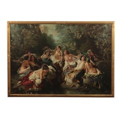 Diana and Nymphs Bathing, Oil on Canvas 19th Century