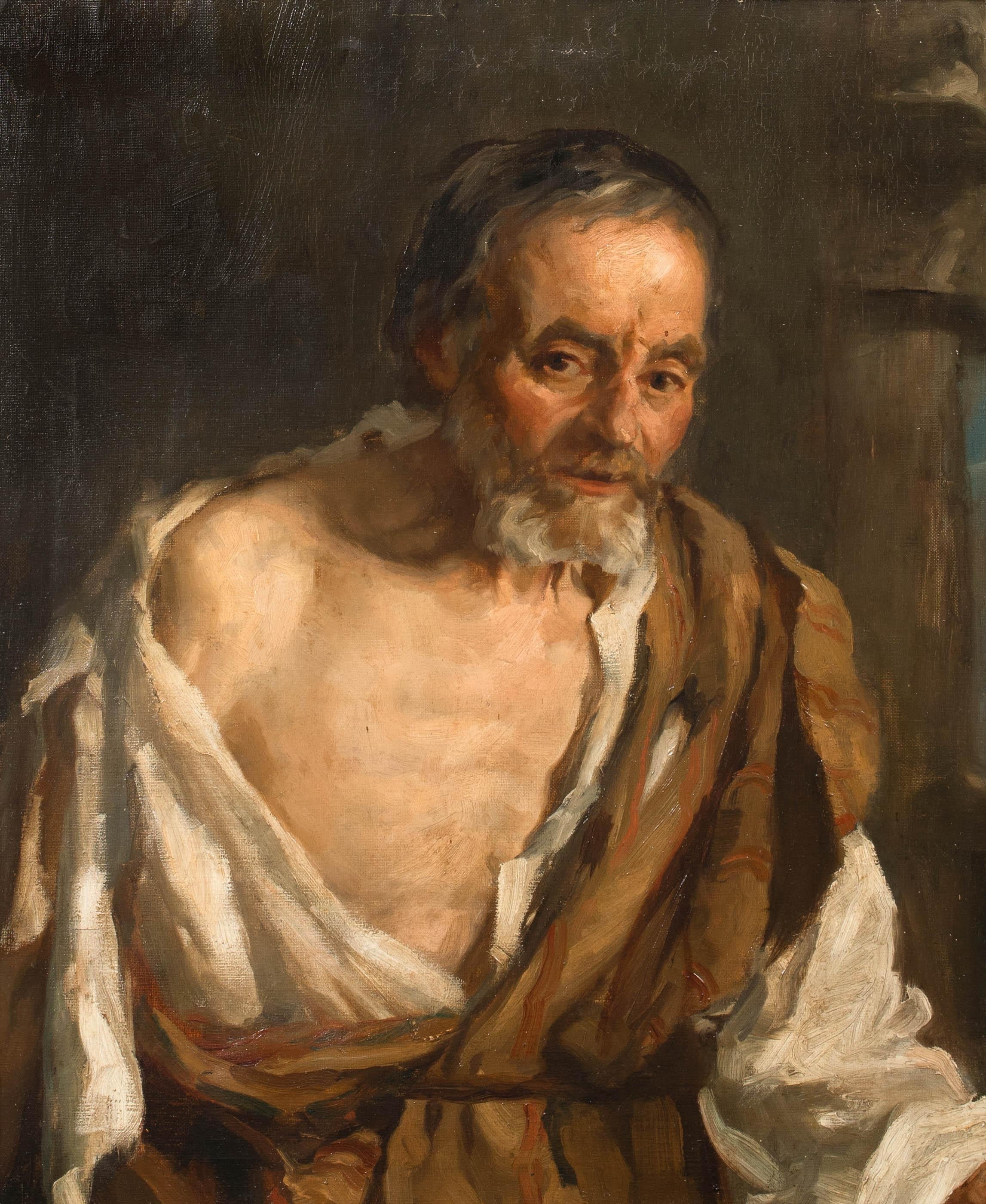 Diógenes, siglo XVIII

Escuela italiana 

Gran retrato de la Escuela Italiana del siglo XVIII del antiguo filósofo griego Diógenes, óleo sobre lienzo. Excelente calidad y estado de conservación estudio temprano y raro del antiguo filósofo griego.