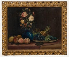 D.I.P - Framed 1900 Oil, Still Life with Fruit & Flowers